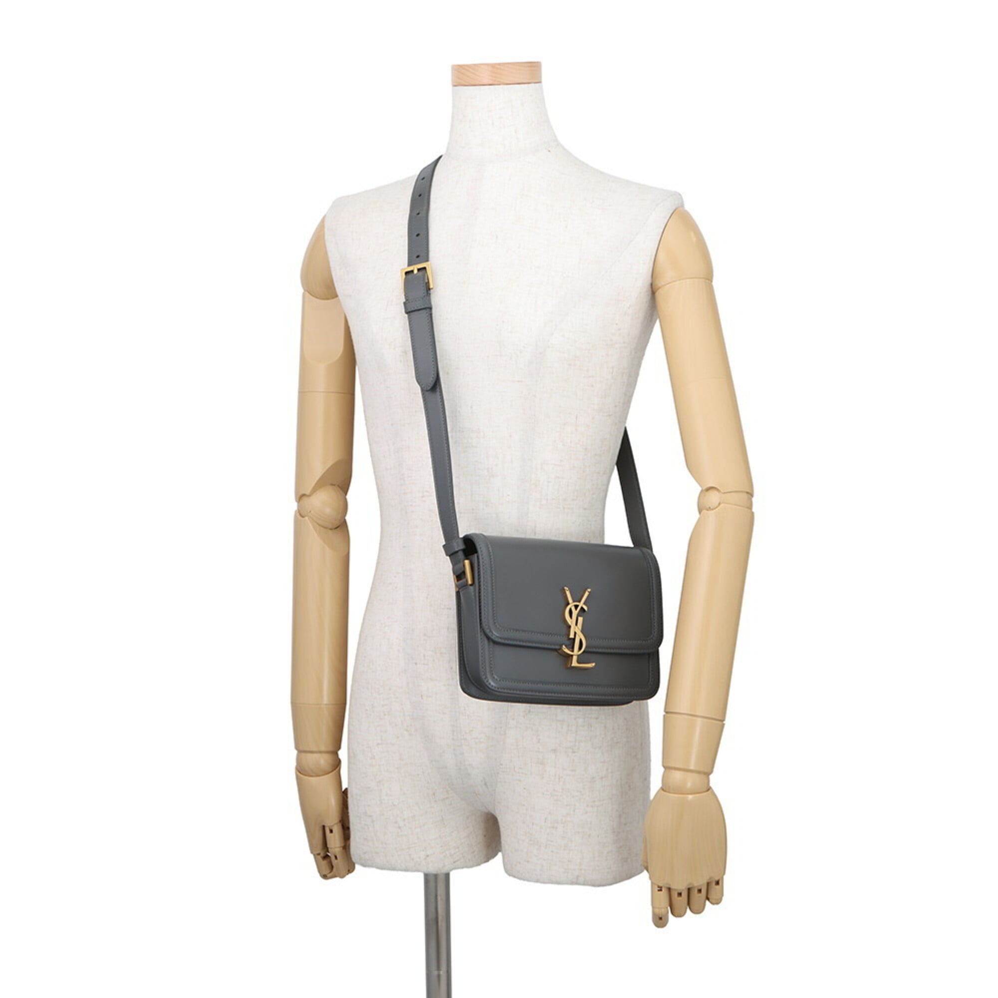 Yves Saint Laurent Gray Leather Handbag Shoulder Bag (Pre-Owned)