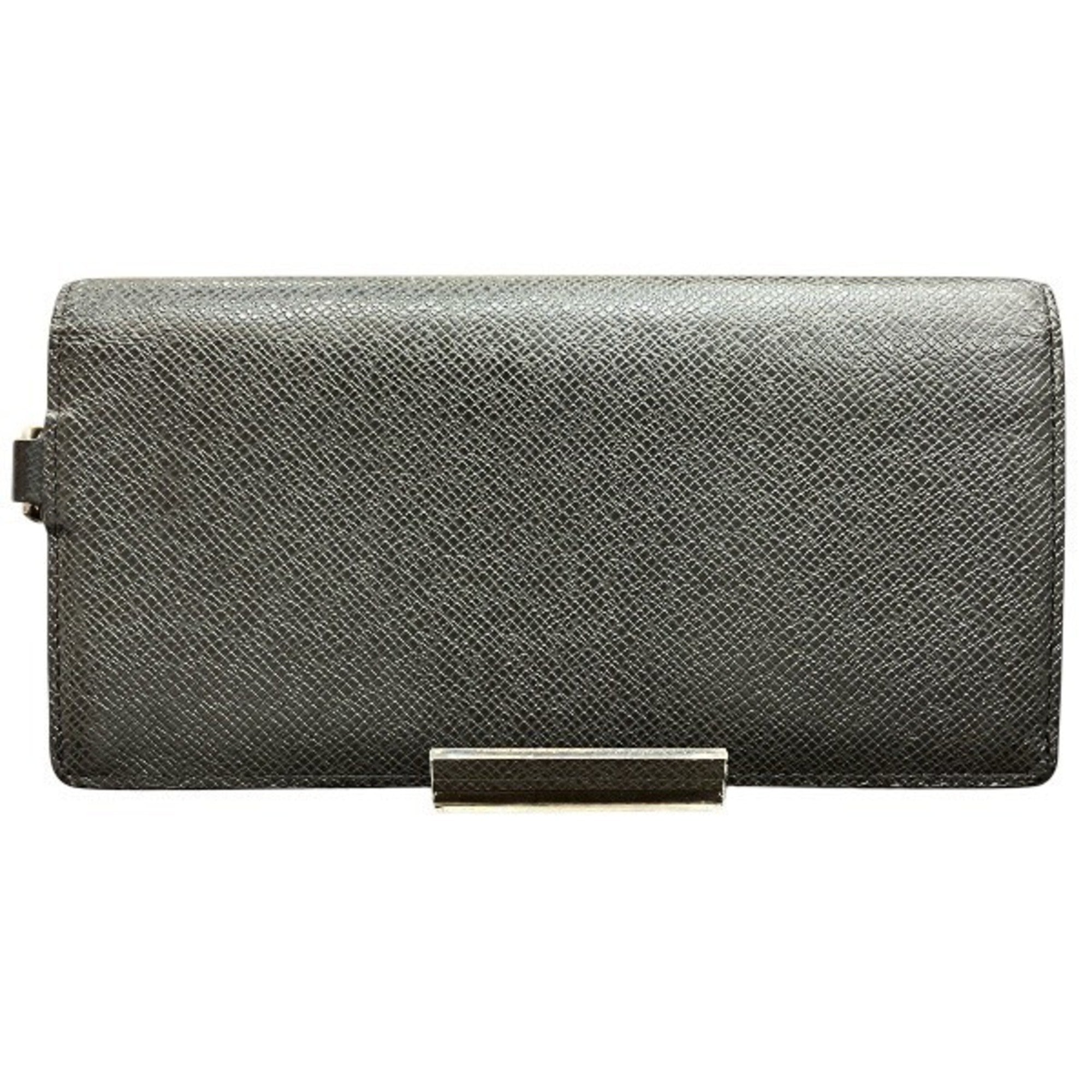 Louis Vuitton Black Taiga Leather Long Wallet (Bi-Fold) (Pre-Owned)