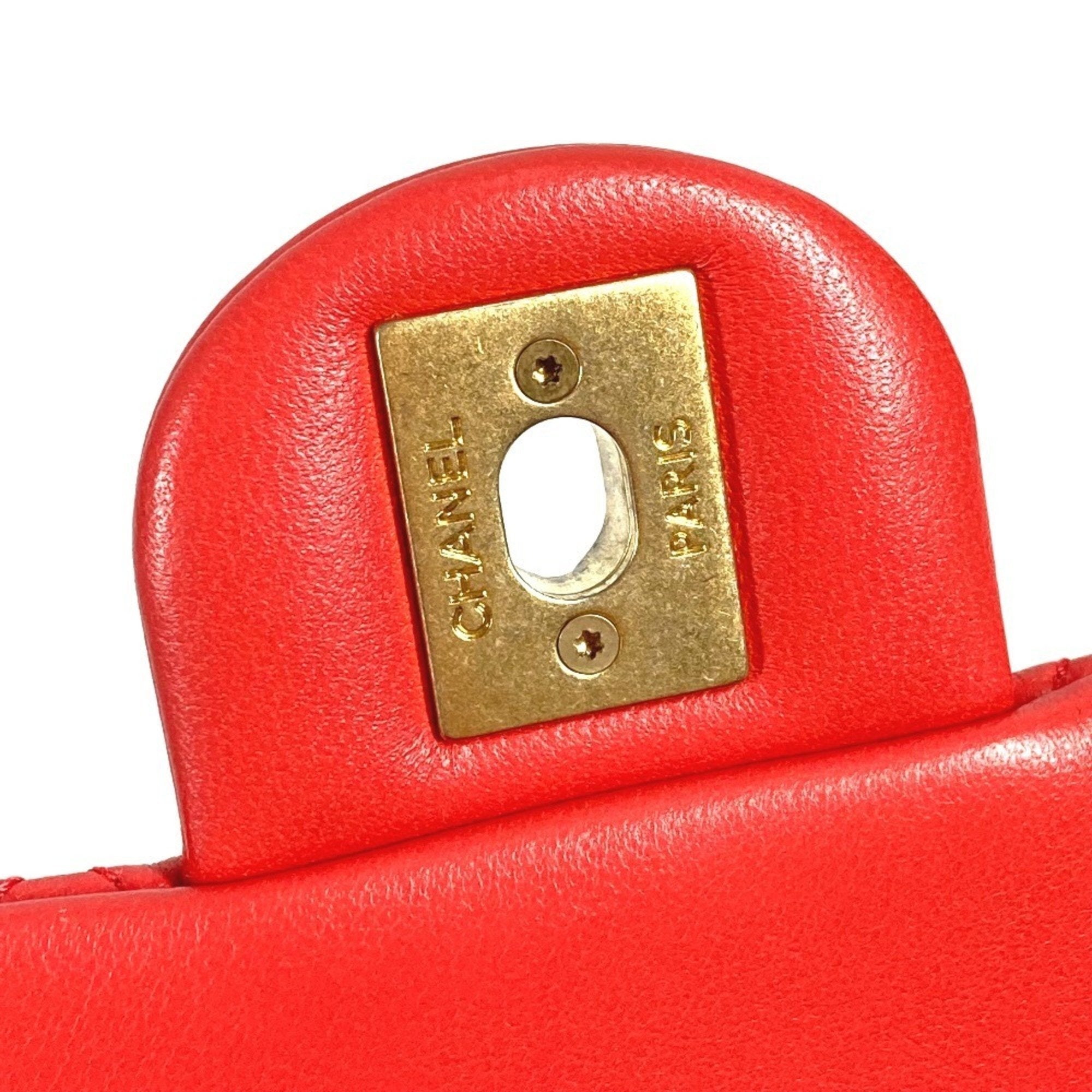 Chanel Matelasse Pink Red Color Leather Shoulder Bag (Pre-Owned)