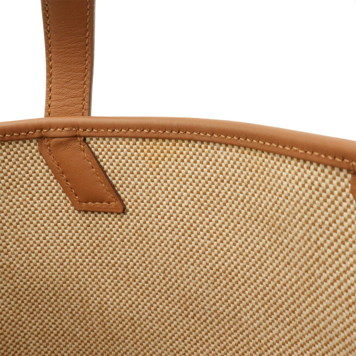 Hermes Ecru Gold Toile H Leather Handbag Shoulder Bag Tote Bag (Pre-Owned)