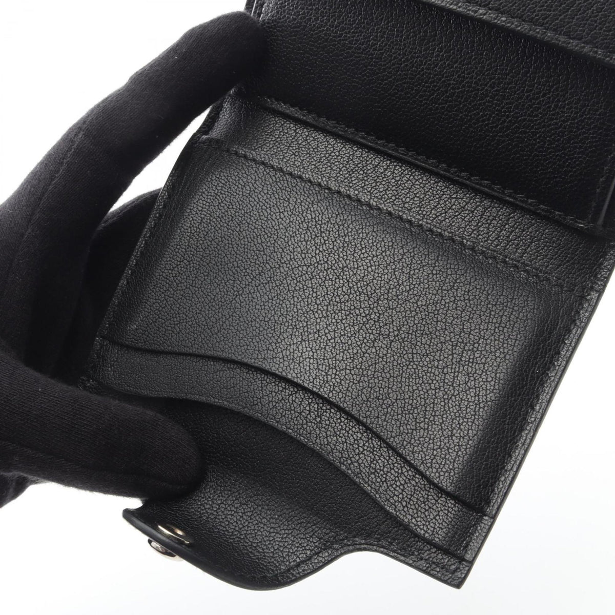 Hermes Black Chevre Leather Wallet (Tri-Fold) (Pre-Owned)