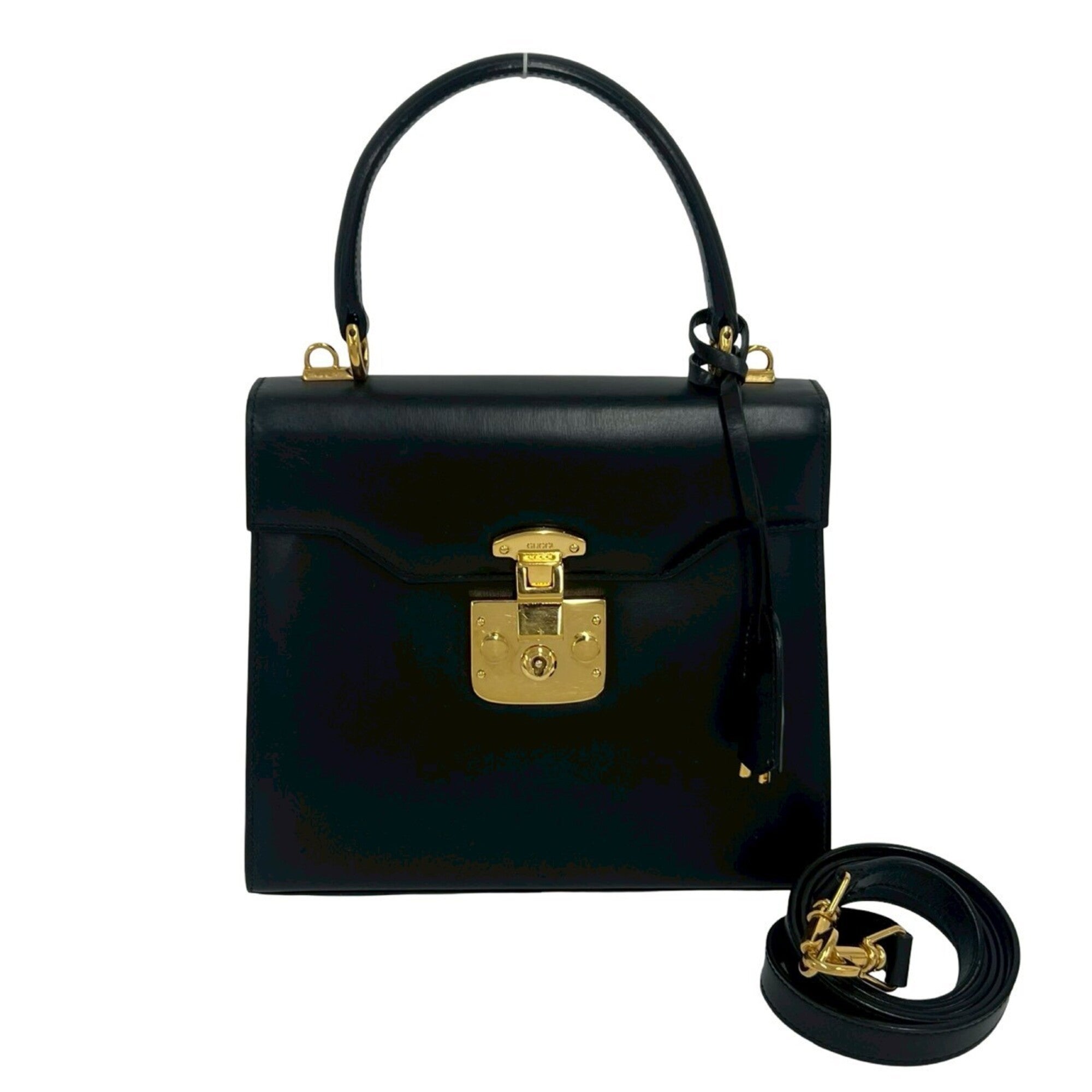 Gucci Black Leather Handbag Shoulder Bag (Pre-Owned)