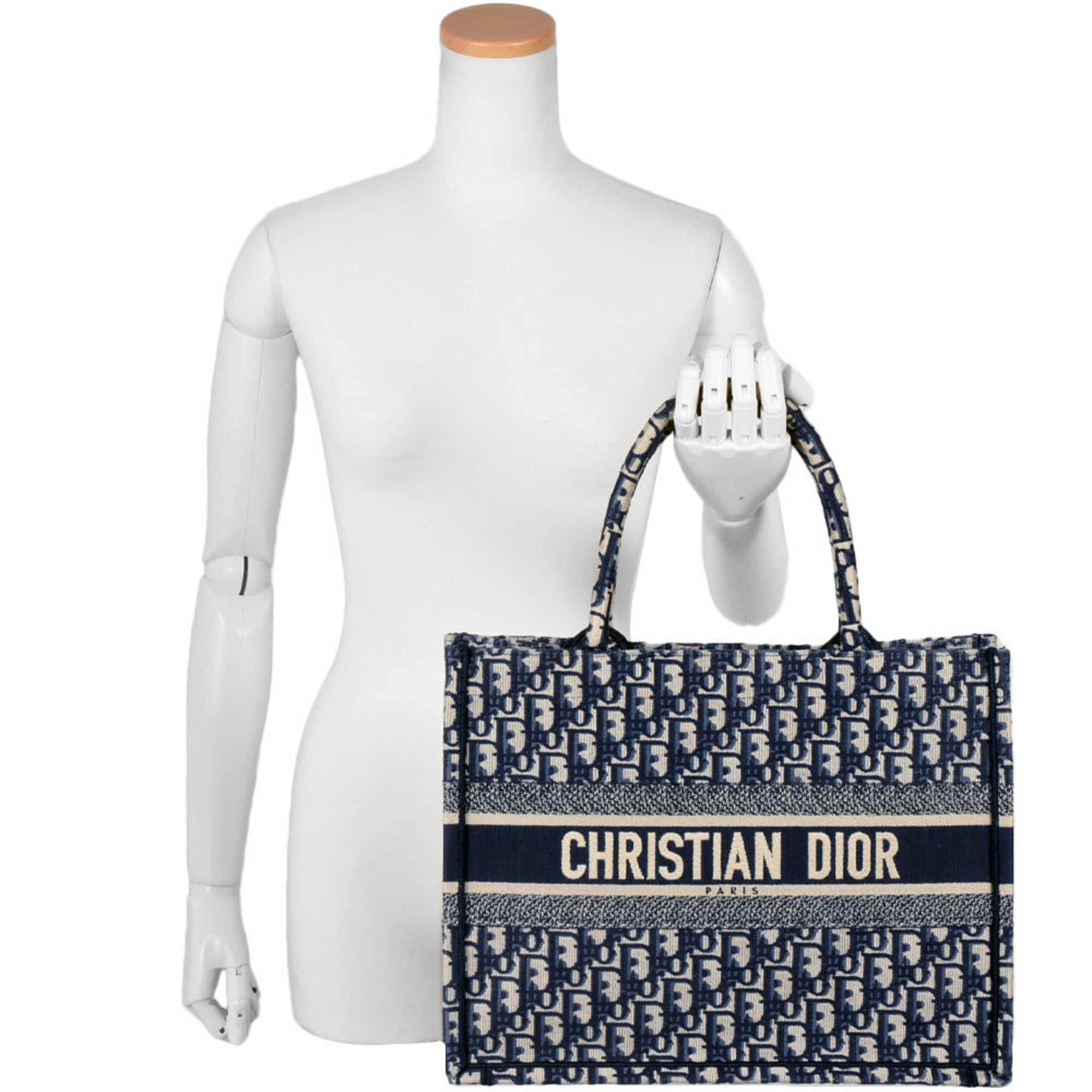 Christian Dior Navy Canvas Handbag Tote Bag (Pre-Owned)