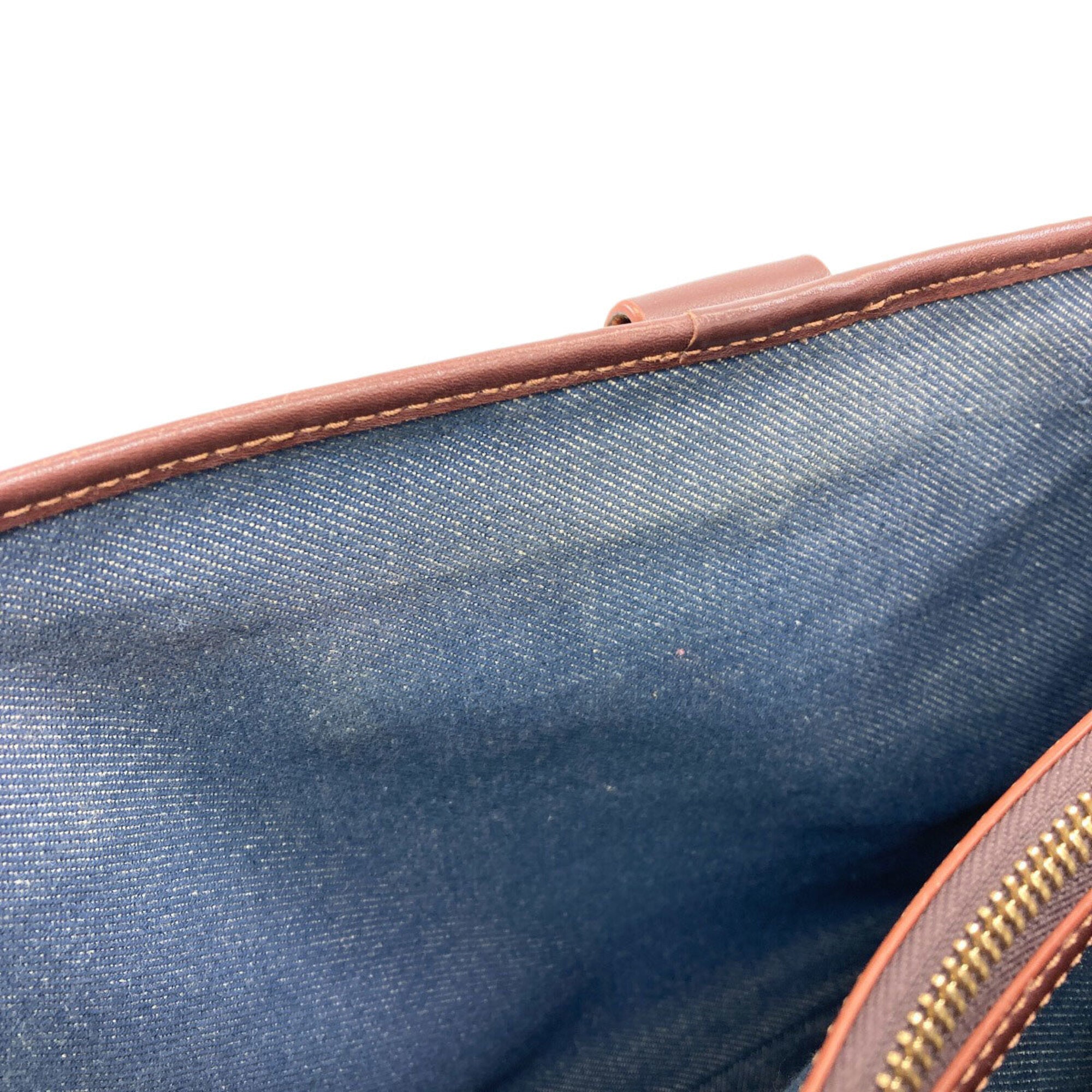 Celine Brown Dark Blue Denim Leather Handbag (Pre-Owned)