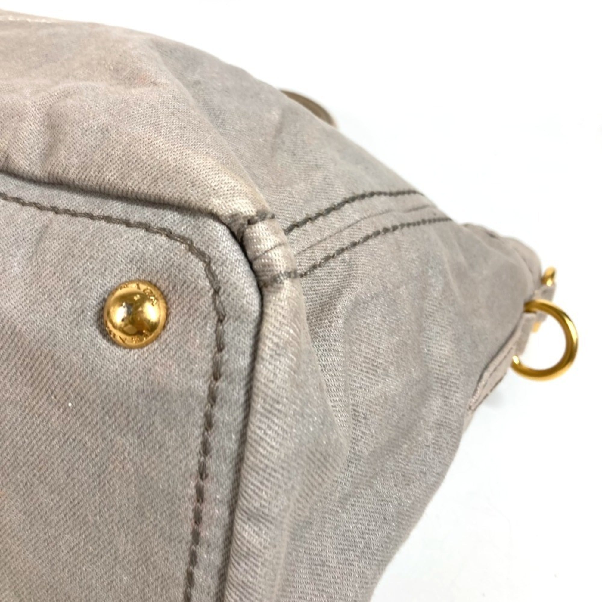 Prada Gray Canvas Handbag Tote Bag (Pre-Owned)