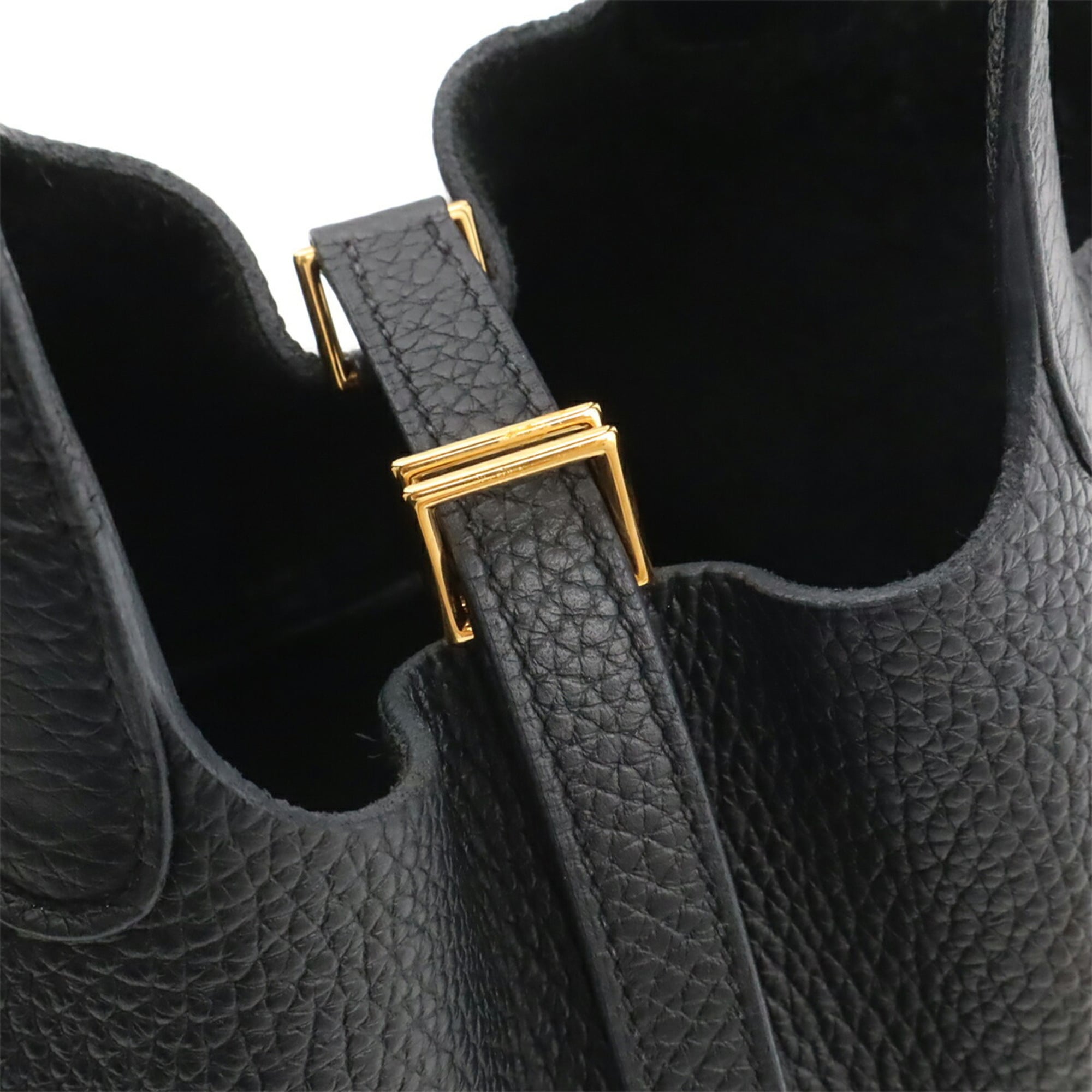 Hermes Picotin Black Taurillon Clemence Leather Handbag Tote Bag (Pre-Owned)
