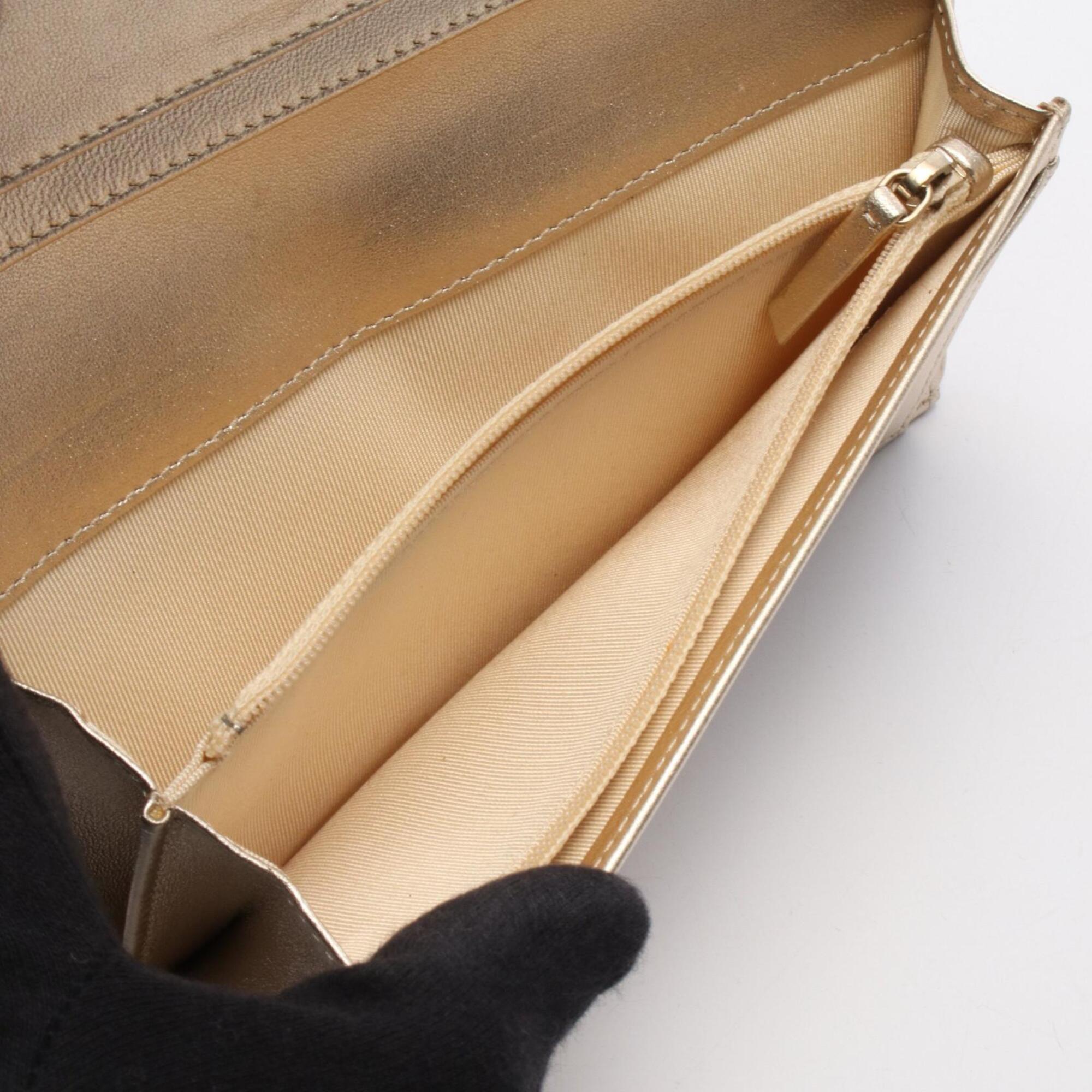 Chanel Gold Leather Long Wallet (Bi-Fold) (Pre-Owned)