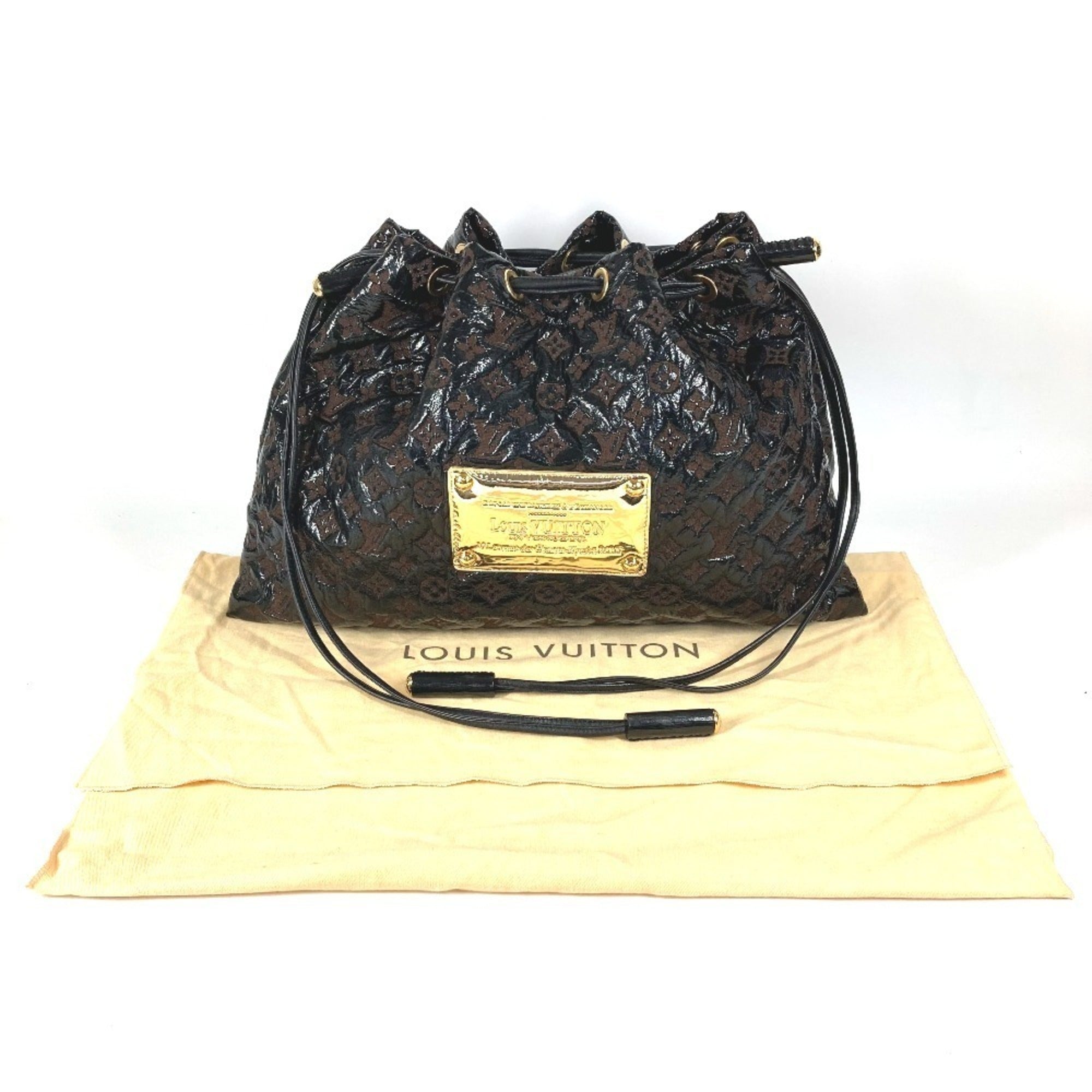 Louis Vuitton Black Brown Leather Canvas Vinyl Shoulder Bag Tote Bag (Pre-Owned)