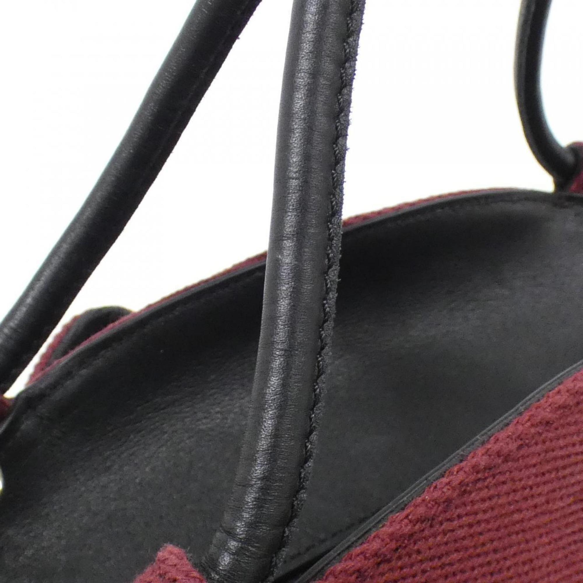 Loewe Black Burgundy Canvas Leather Handbag (Pre-Owned)