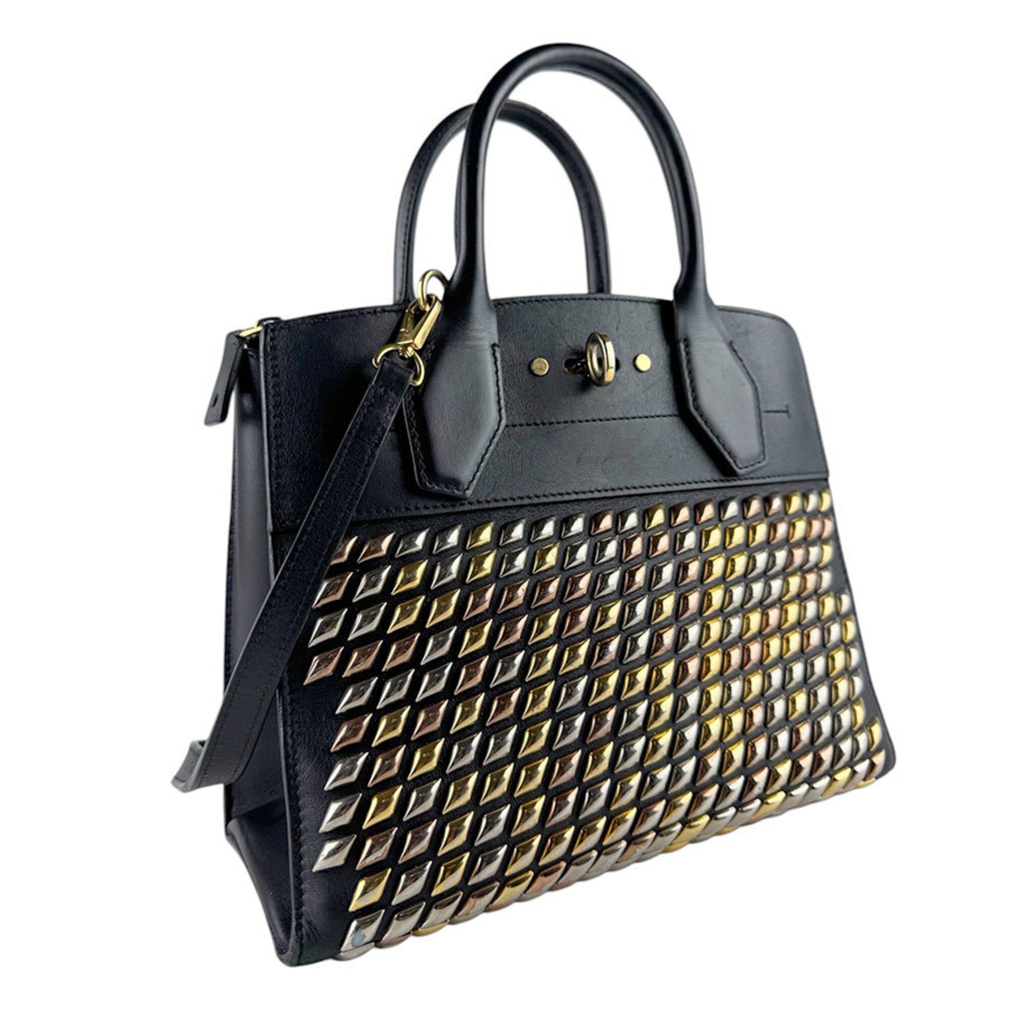 Louis Vuitton Black Leather Handbag Shoulder Bag (Pre-Owned)