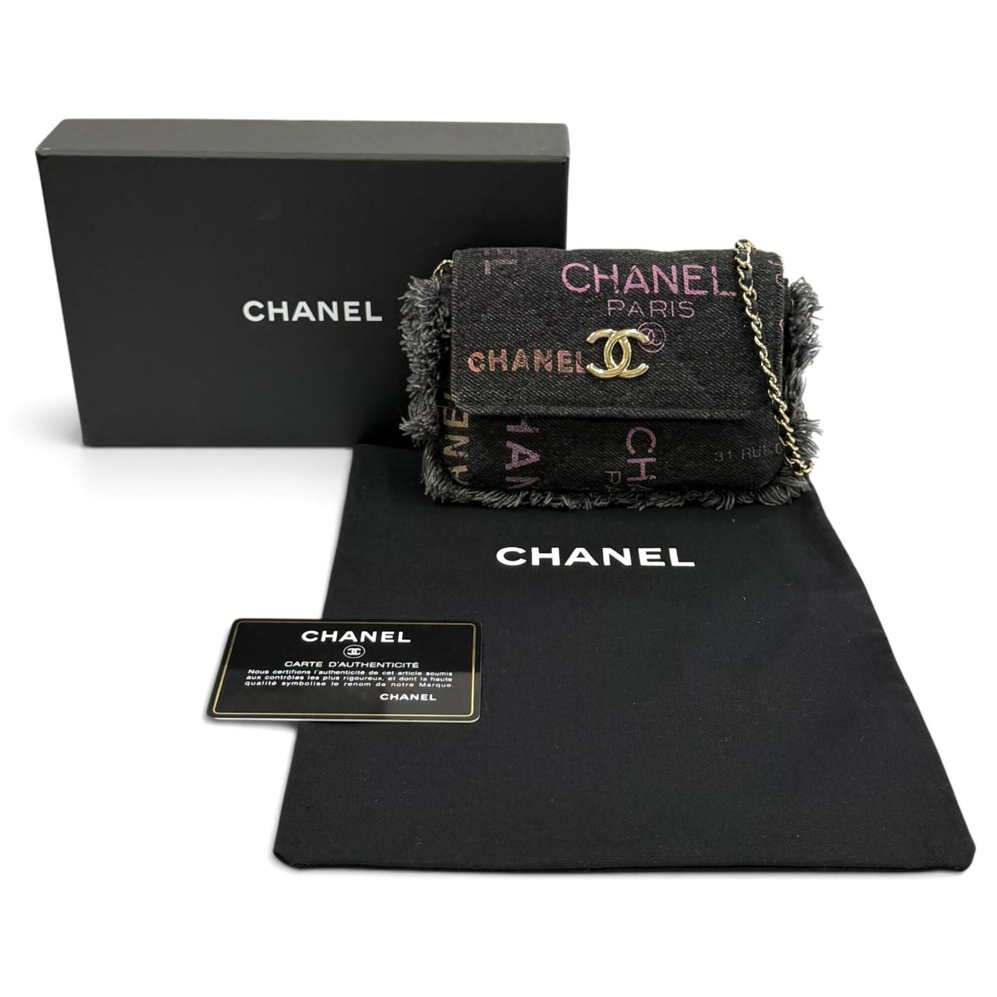 Chanel Black Multi-Color Denim Leather Shoulder Bag (Pre-Owned)