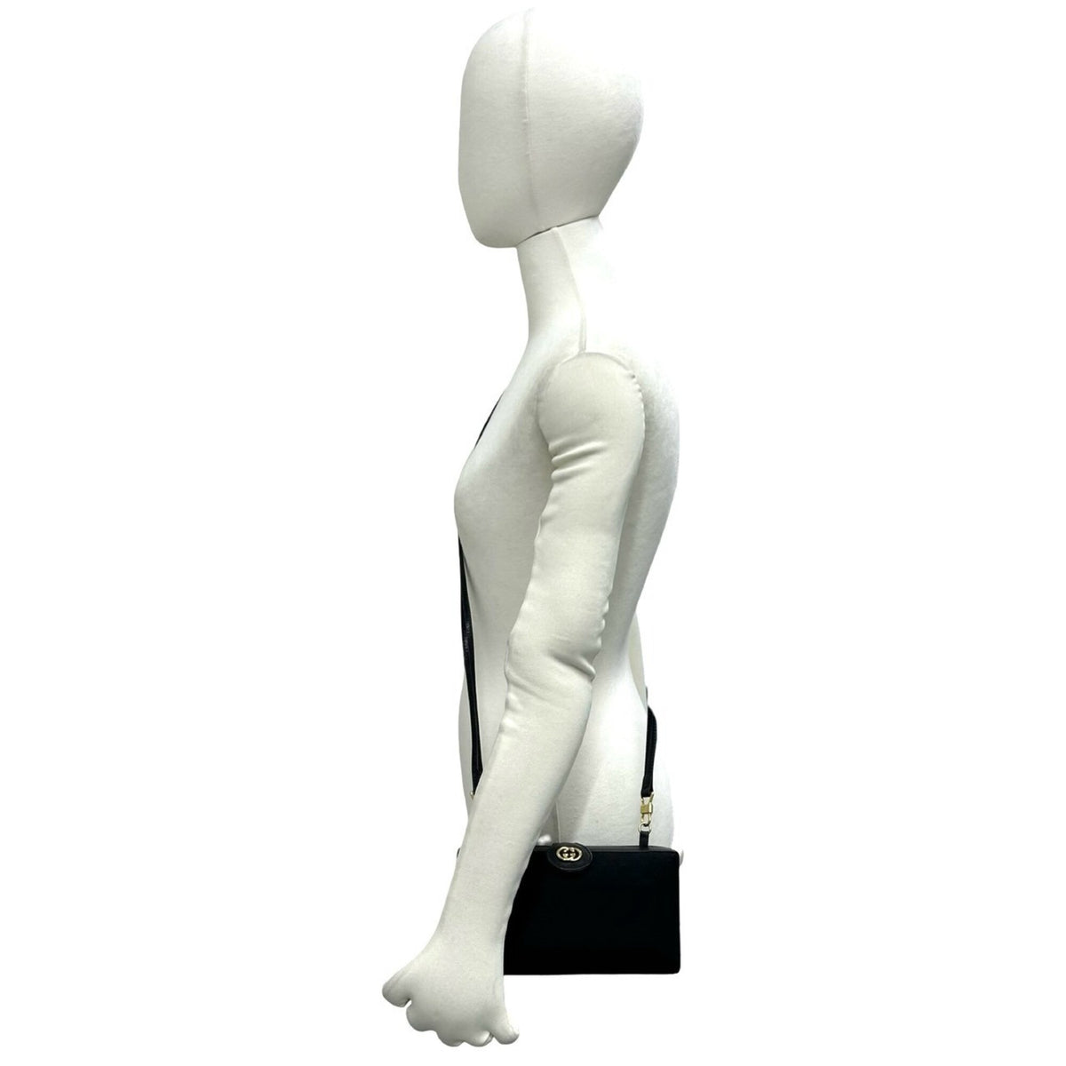 Gucci Black Canvas Leather Shoulder Bag (Pre-Owned)