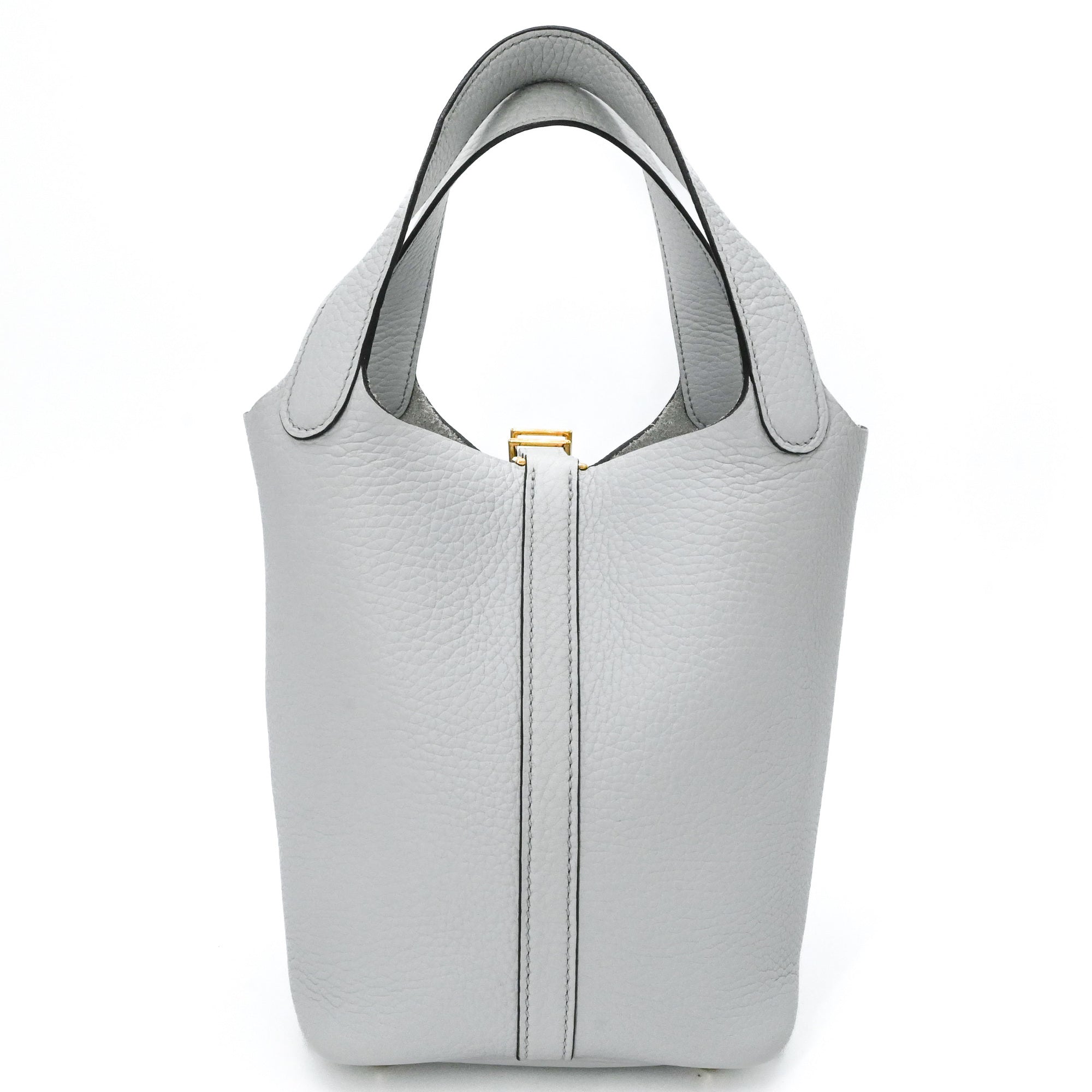Hermes Gray Taurillon Clemence Leather Handbag (Pre-Owned)