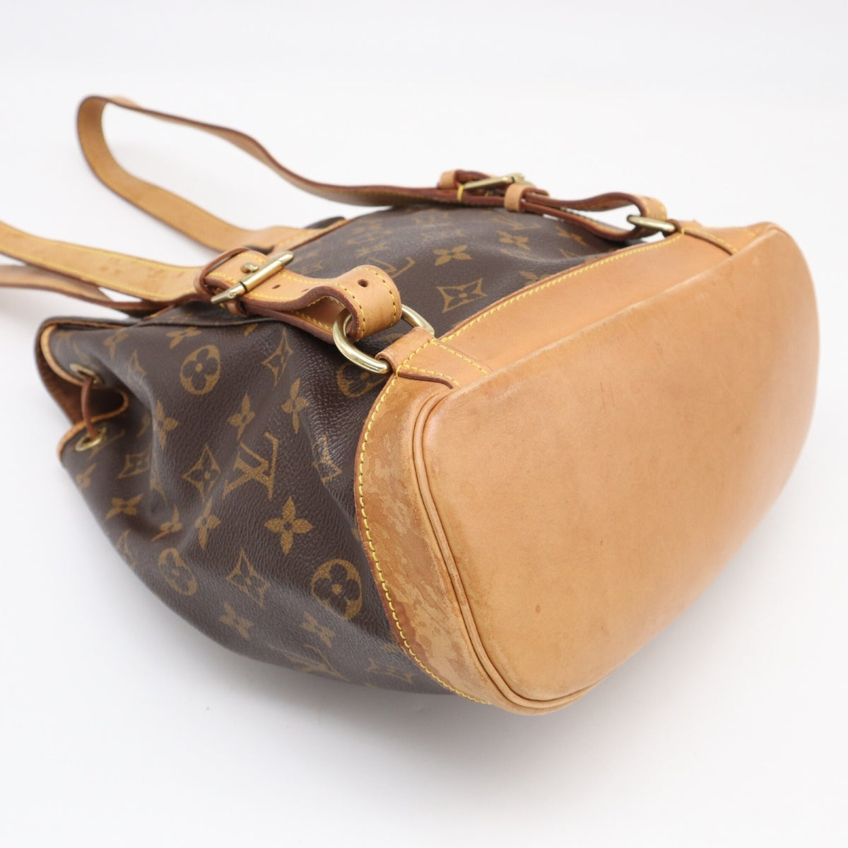 Louis Vuitton Beige Brown Coated Canvas Leather Shoulder Bag (Pre-Owned)