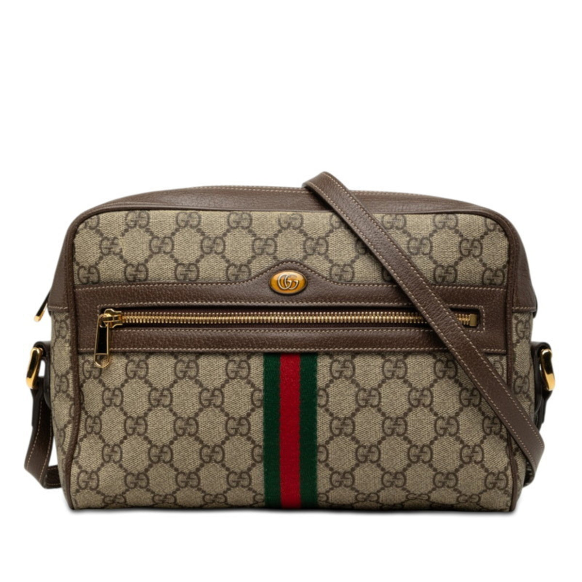 Gucci Sherry Line Beige Pvc Leather Shoulder Bag (Pre-Owned)