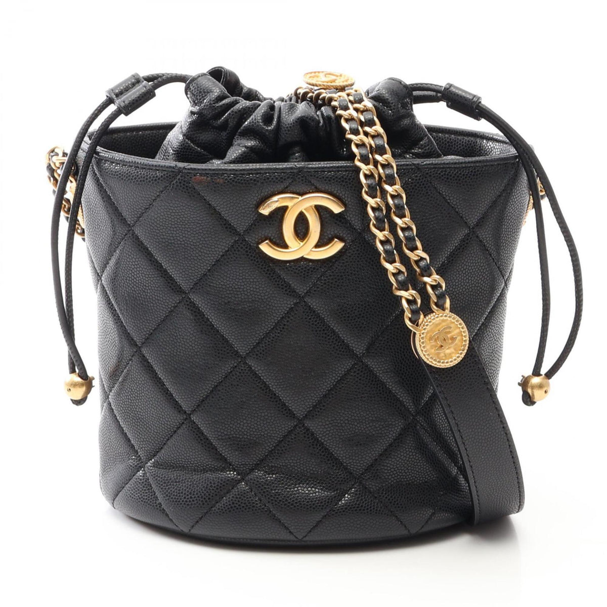 Chanel Black Grained Calfskin Handbag Shoulder Bag (Pre-Owned)