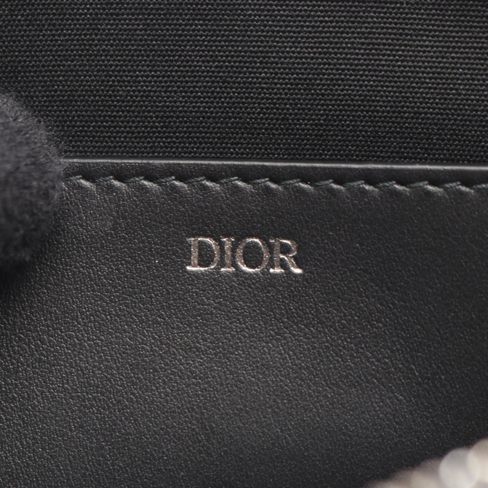 Christian Dior Black Gray Leather Clutch Bag (Pre-Owned)