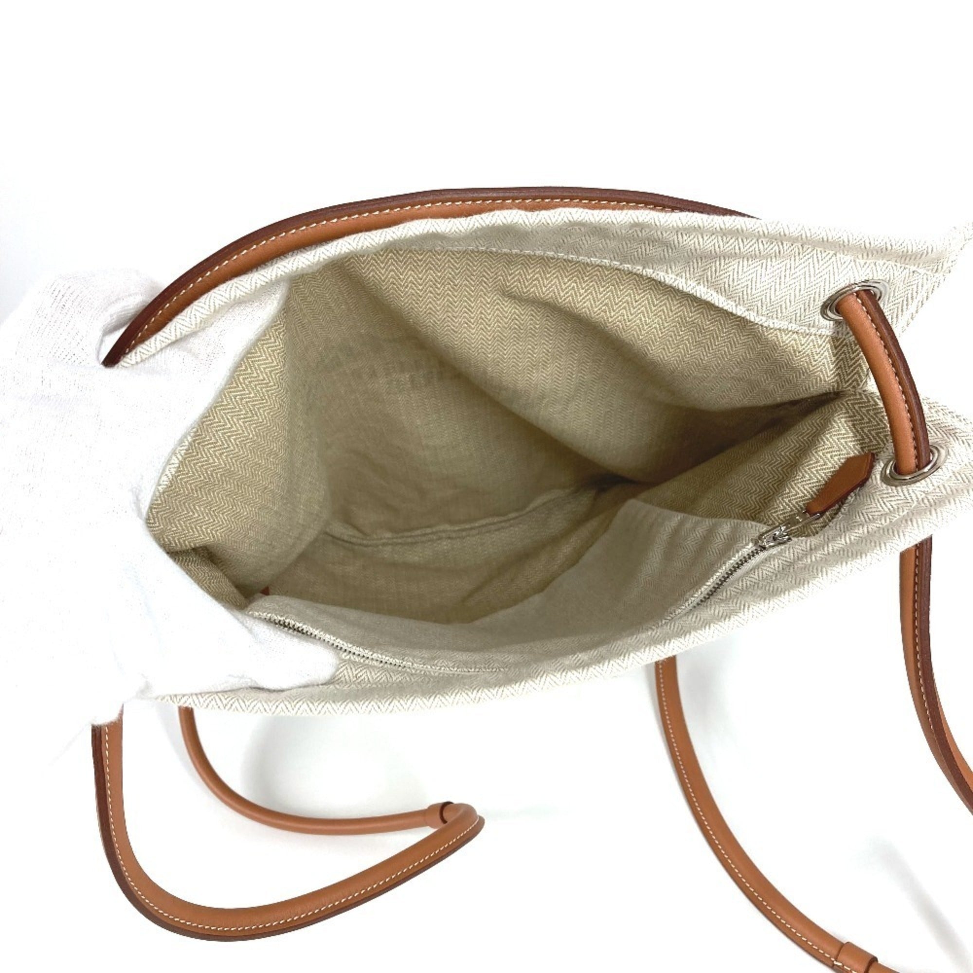 Hermes Beige Brown Toile Chevron Barenia Leather Backpack (Pre-Owned)