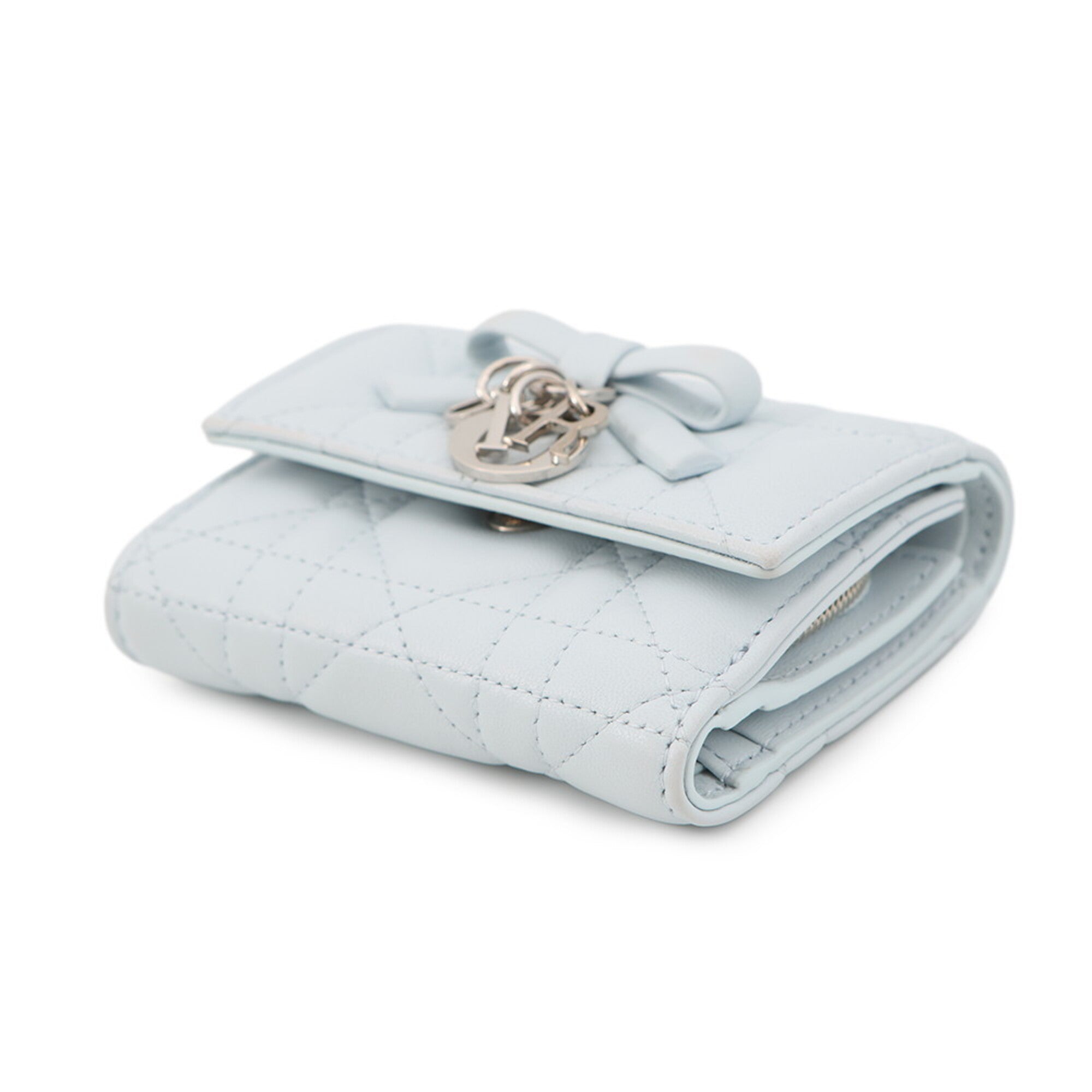 Christian Dior Light Blue Leather Wallet (Tri-Fold) (Pre-Owned)