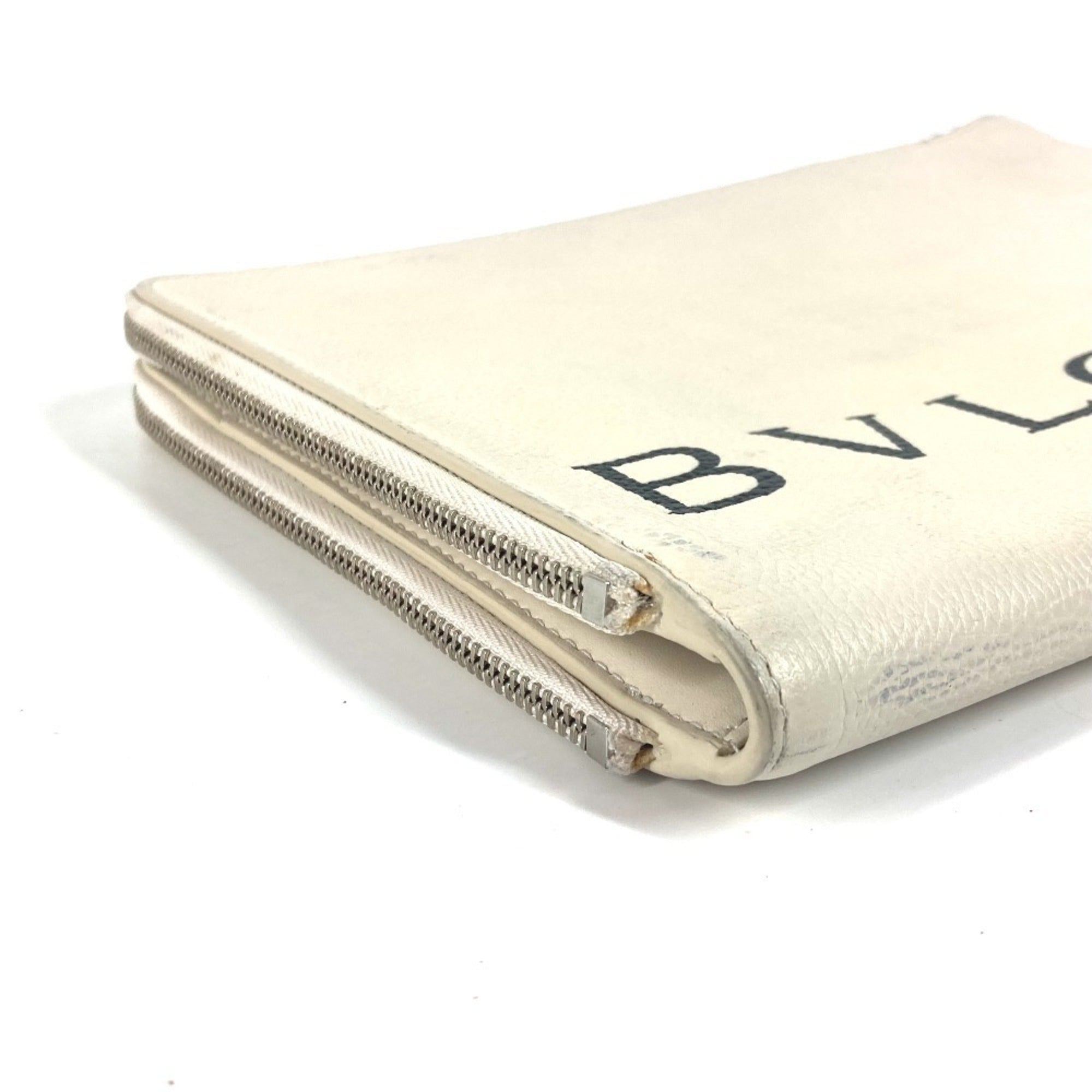 Bvlgari Black White Leather Clutch Bag Pouch (Pre-Owned)