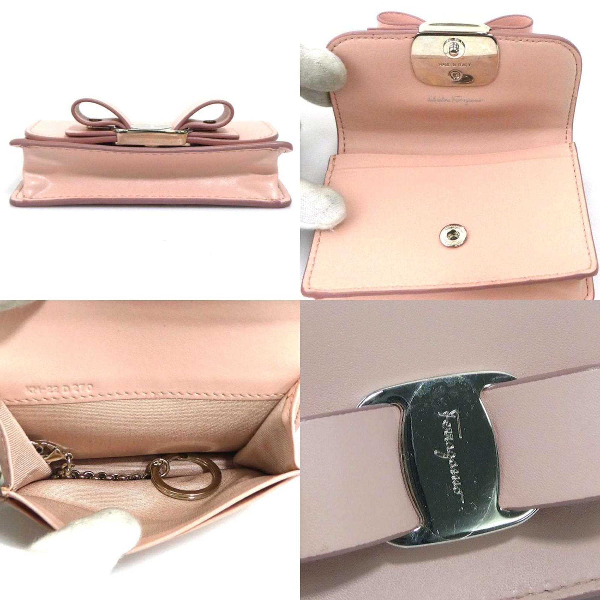 Salvatore Ferragamo Pink Leather Coin Purse/Coin Case (Pre-Owned)