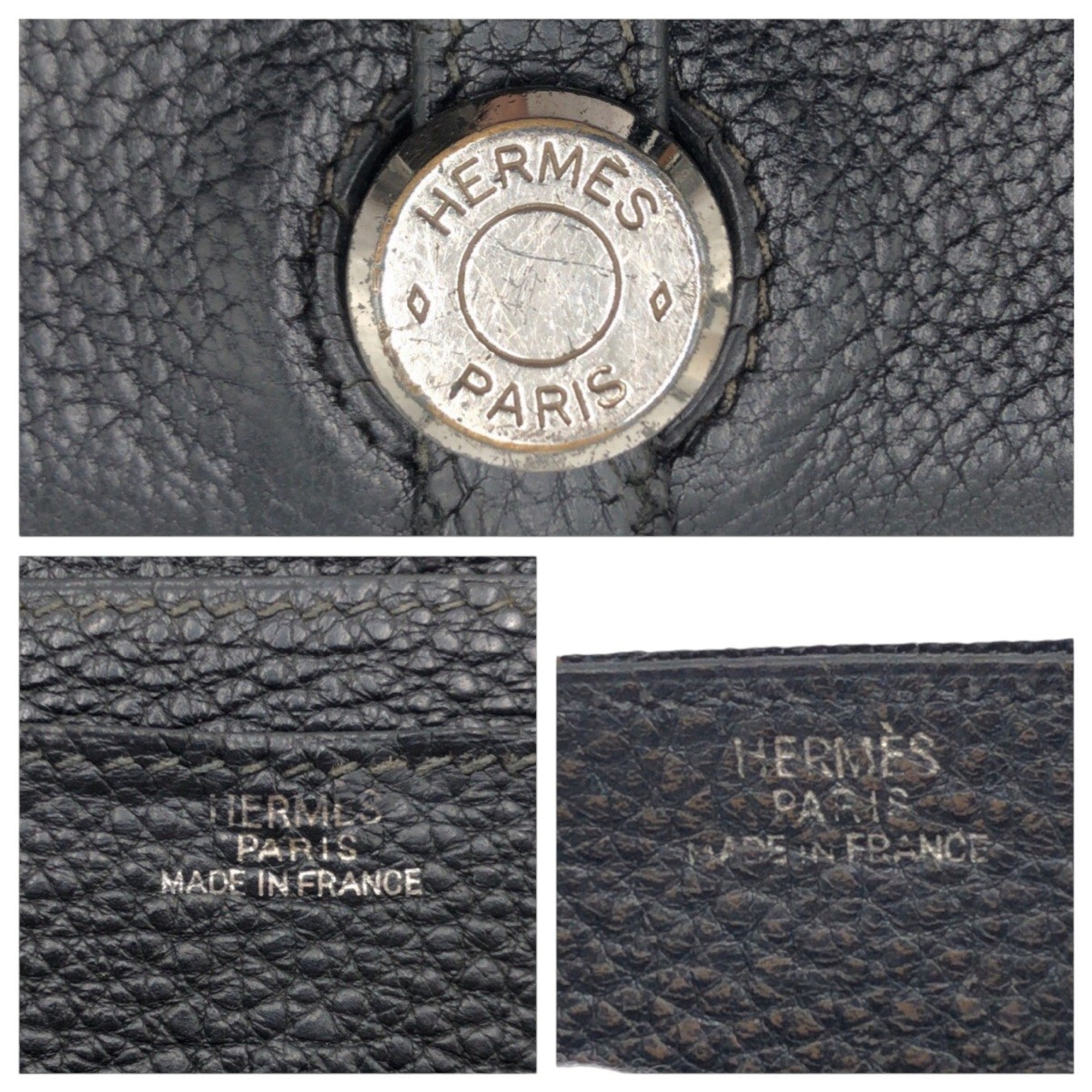 Hermes Black Taurillon Clemence Leather Long Wallet (Bi-Fold) (Pre-Owned)