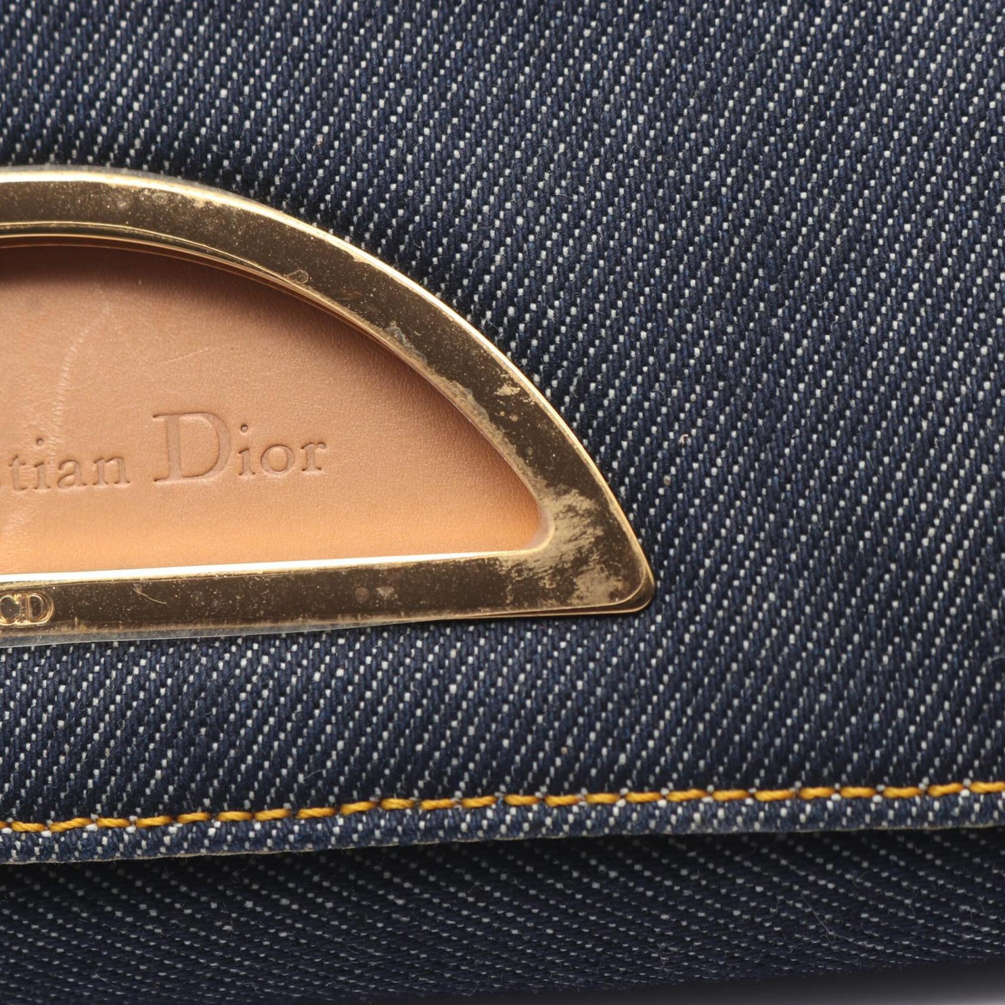 Christian Dior Beige Navy Denim Handbag (Pre-Owned)