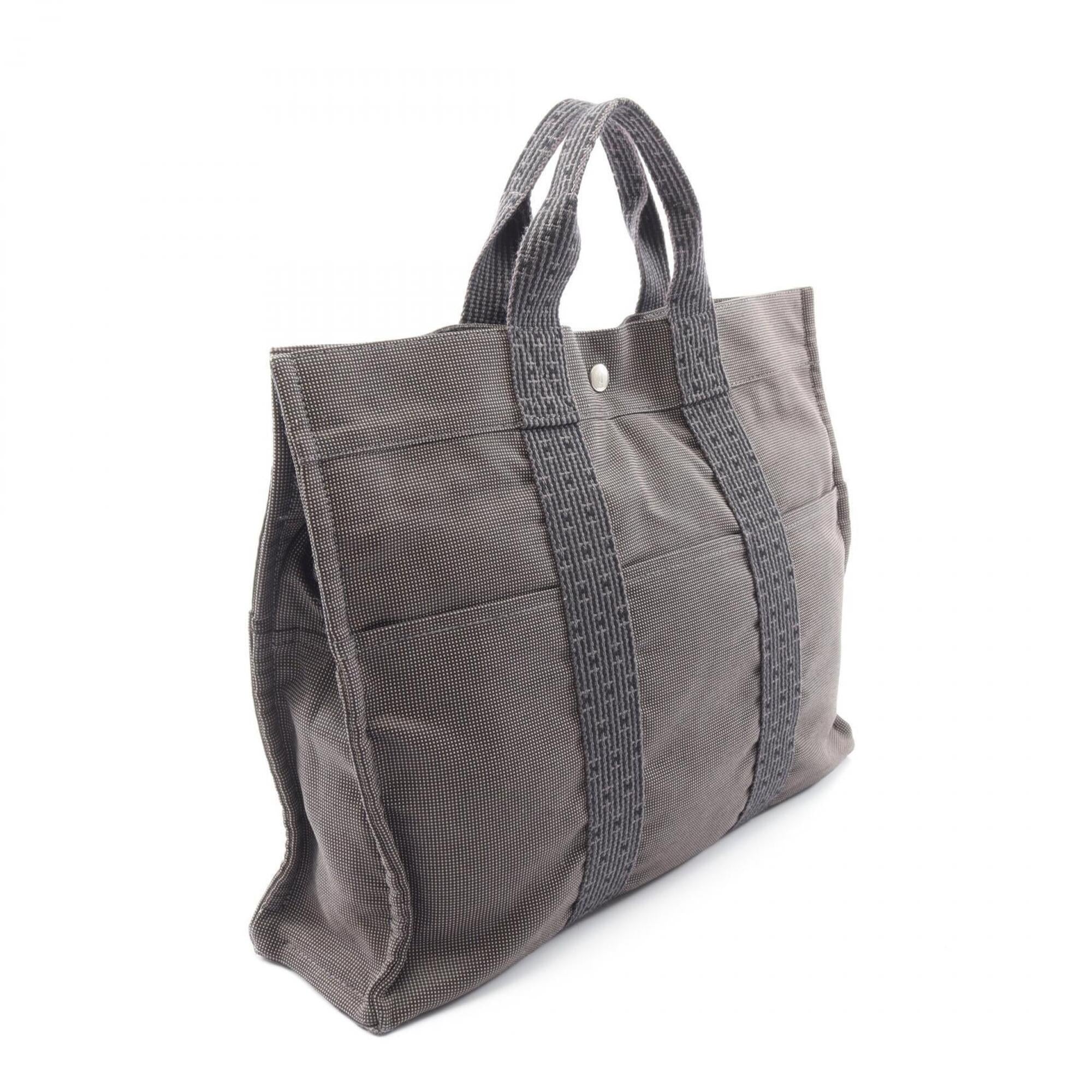 Hermes Gray Nylon Canvas Handbag Tote Bag (Pre-Owned)