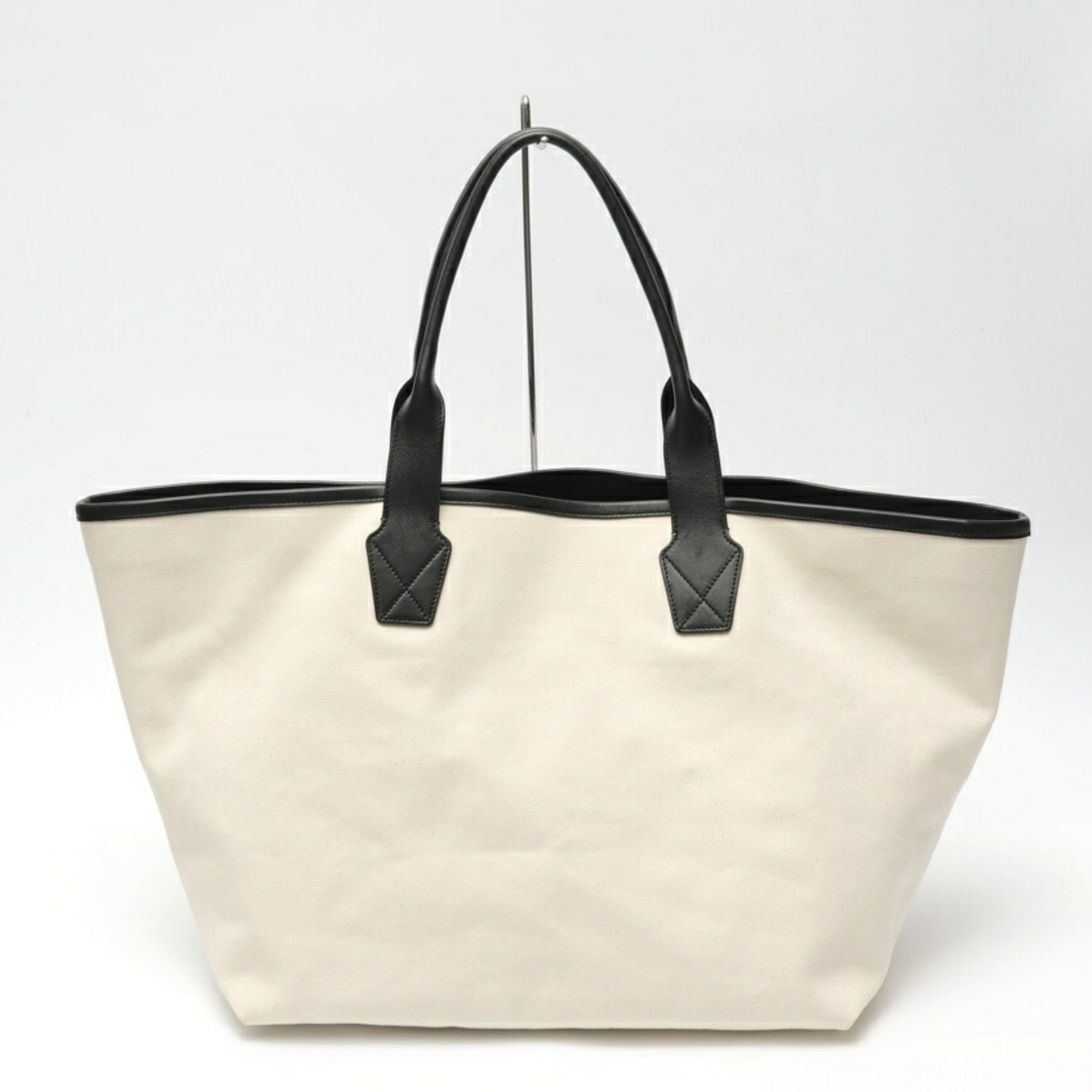 Balenciaga Black White Canvas Leather Tote Bag (Pre-Owned)
