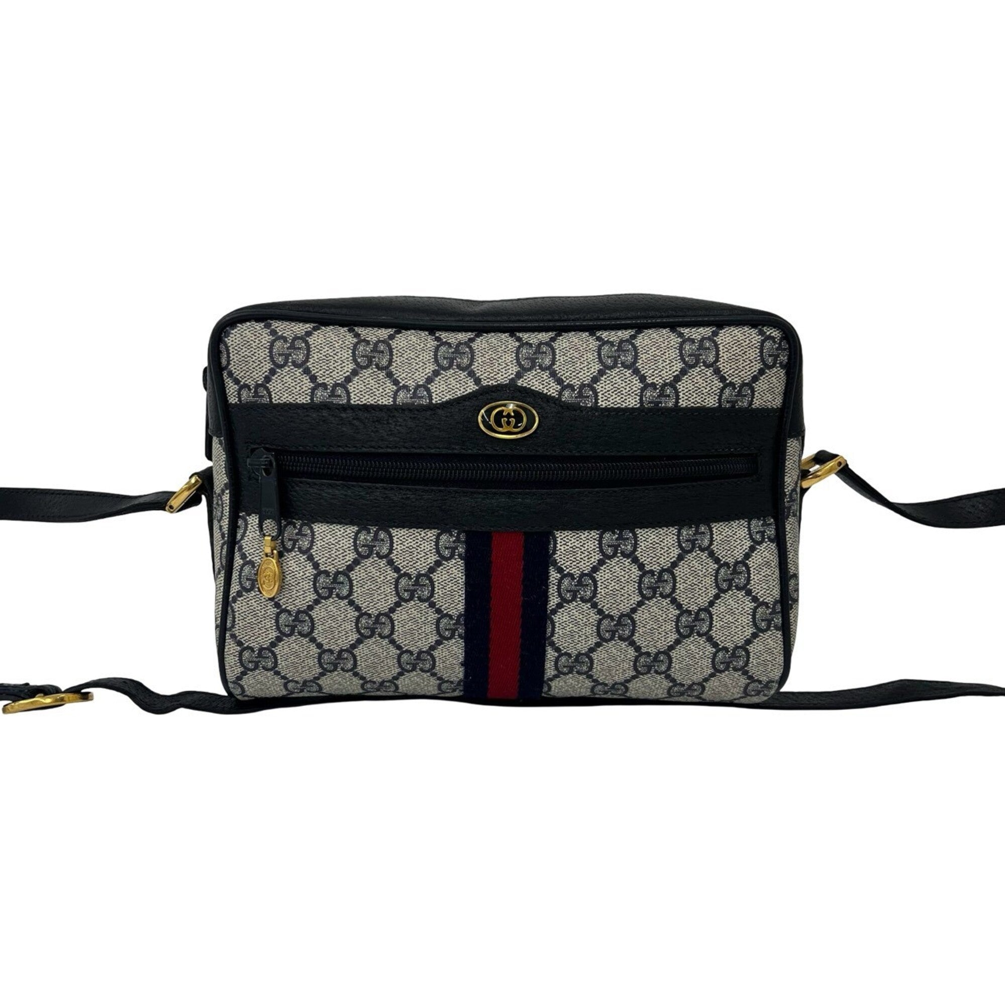 Gucci Navy Red Color Leather Pvc Shoulder Bag (Pre-Owned)