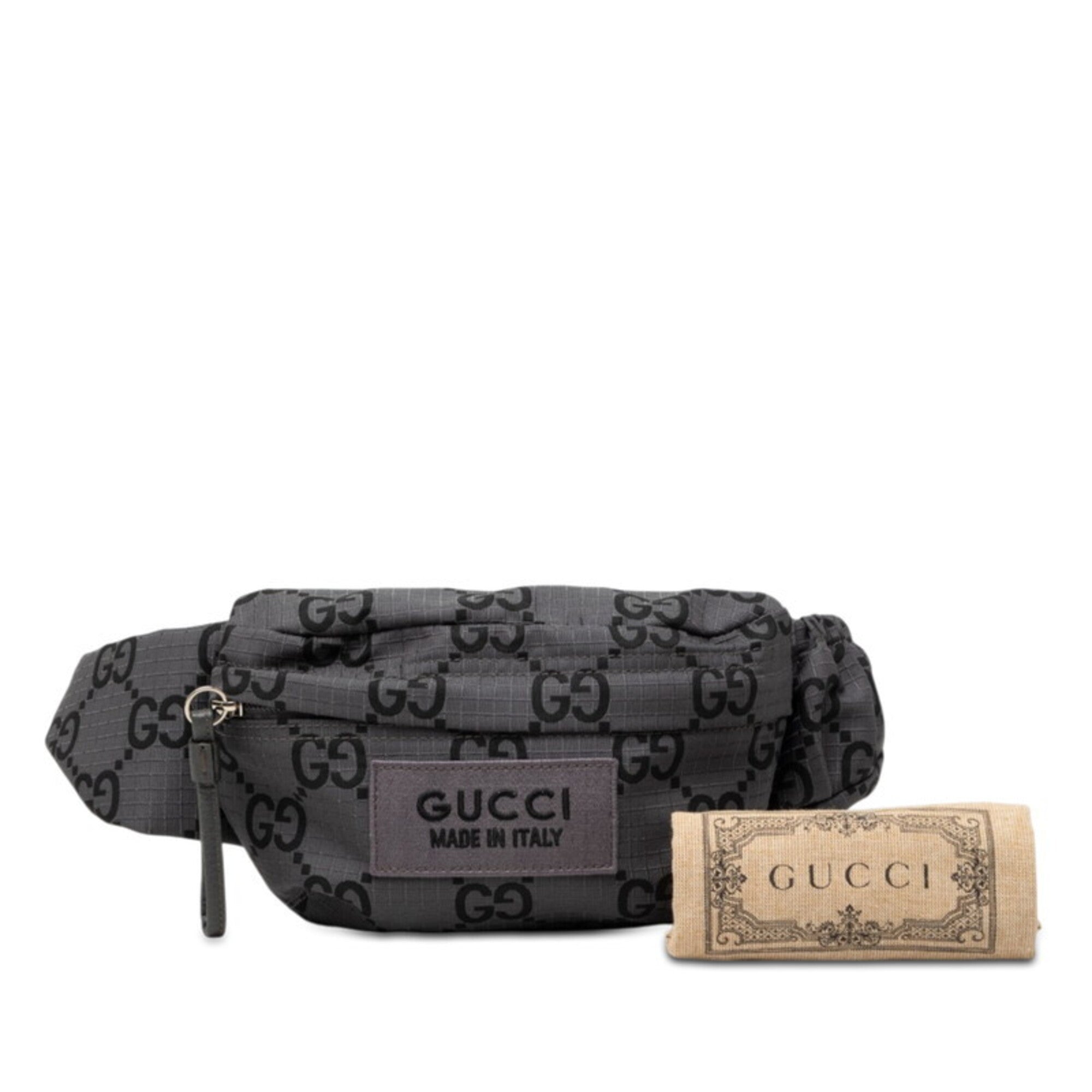 Gucci Gray Nylon Leather Fanny Pack (Pre-Owned)