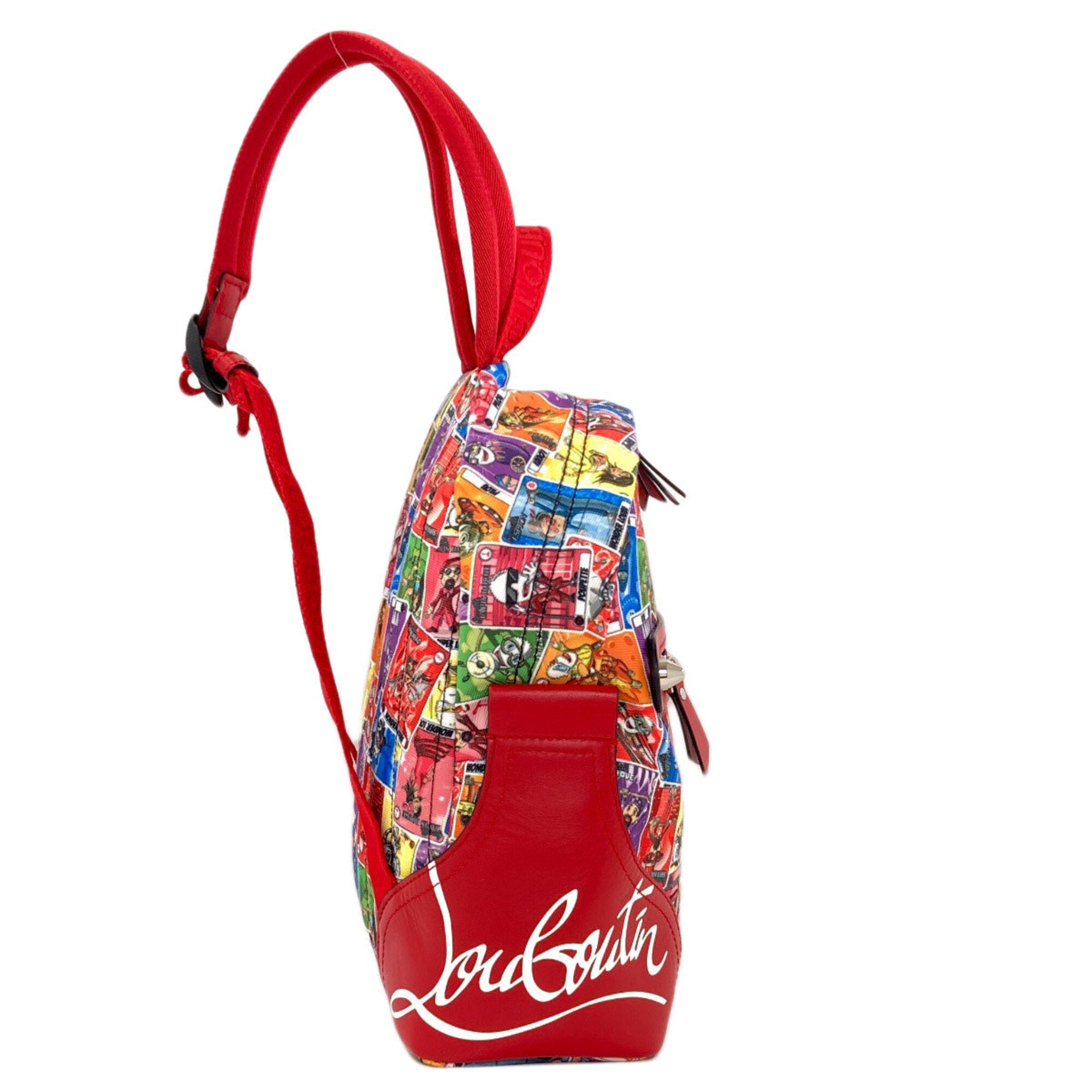 Christian Louboutin Red Color Canvas Leather Backpack (Pre-Owned)