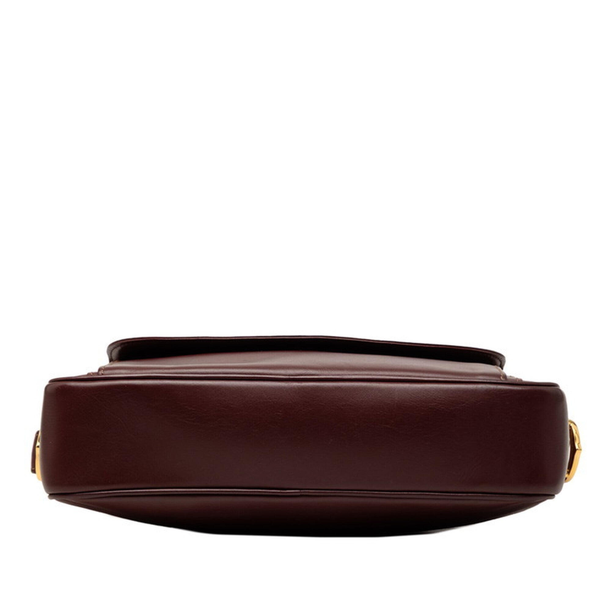 Cartier Bordeaux Red Color Leather Shoulder Bag (Pre-Owned)