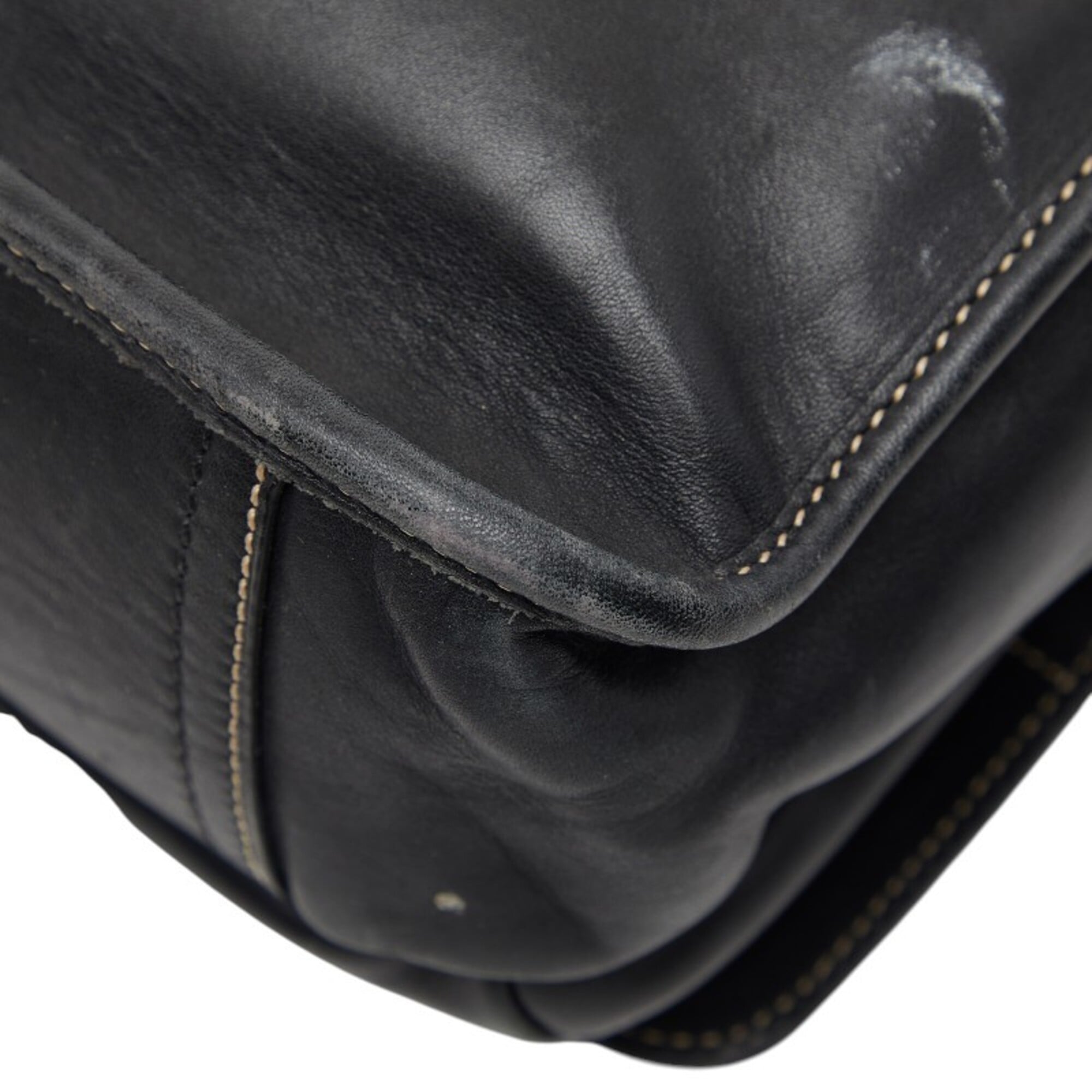 Coach Black Leather Messenger Bag Shoulder Bag (Pre-Owned)