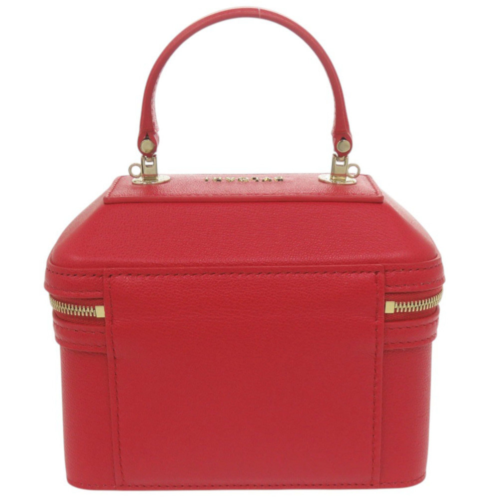 Bvlgari Red Color Leather Handbag Vanity Bag (Pre-Owned)