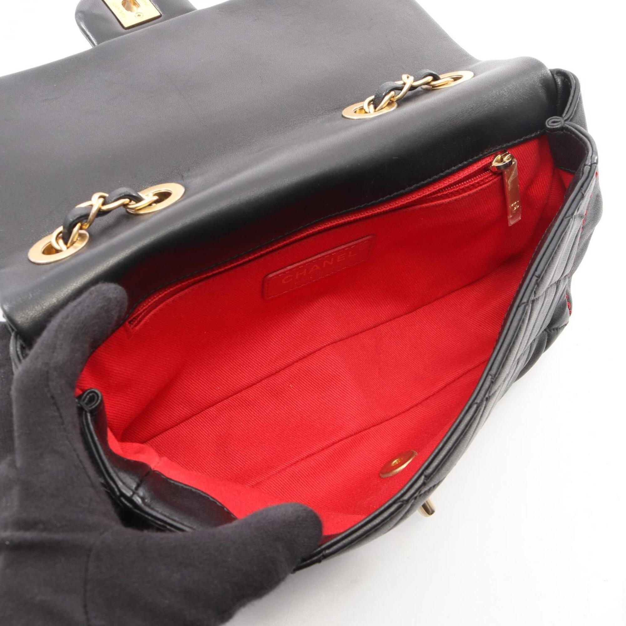 Chanel Black Leather Handbag Shoulder Bag (Pre-Owned)