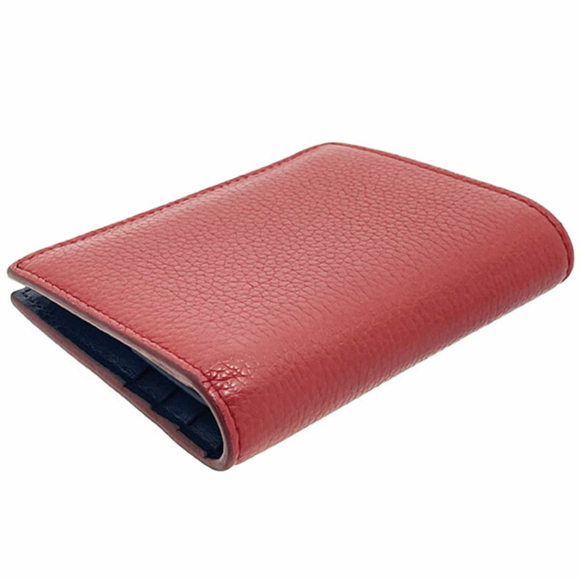 Prada Navy Red Color Leather Wallet (Bi-Fold) (Pre-Owned)