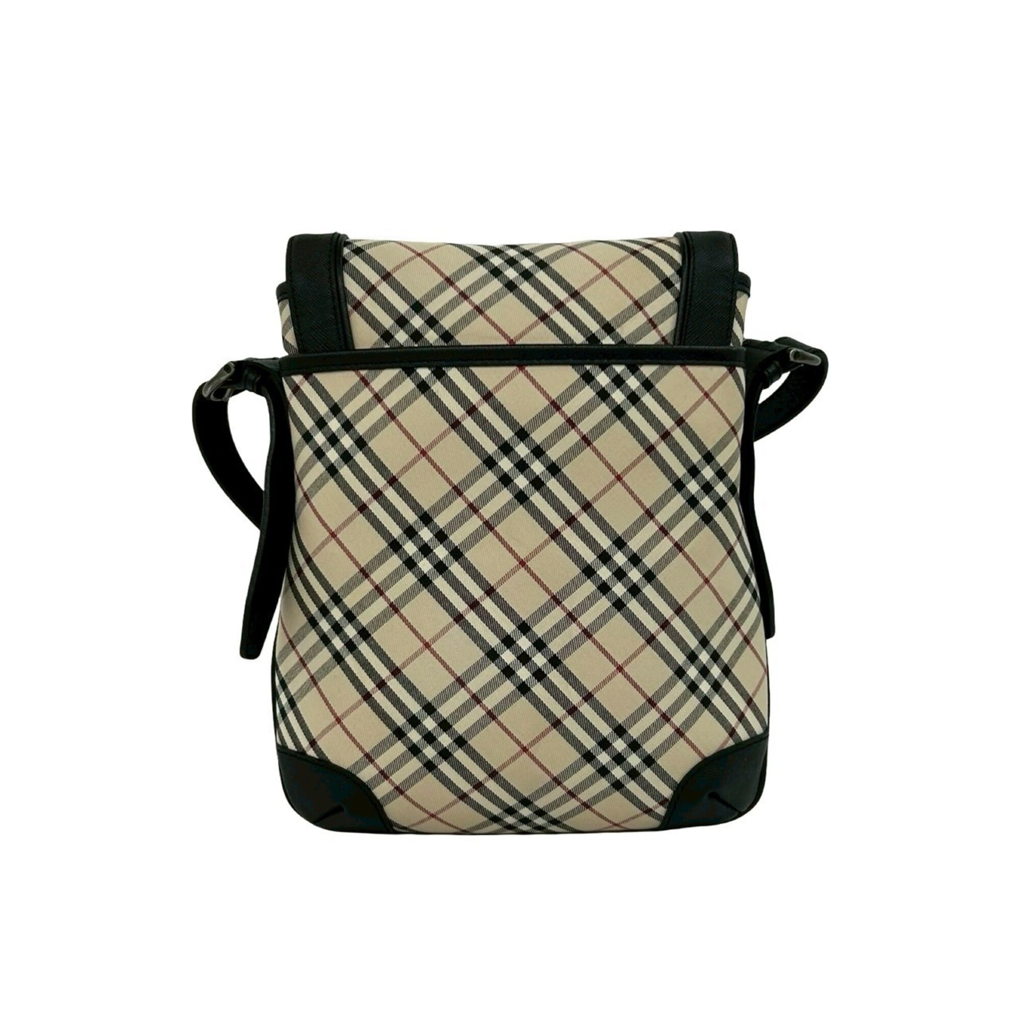 Burberry Beige Black Canvas Leather Shoulder Bag (Pre-Owned)