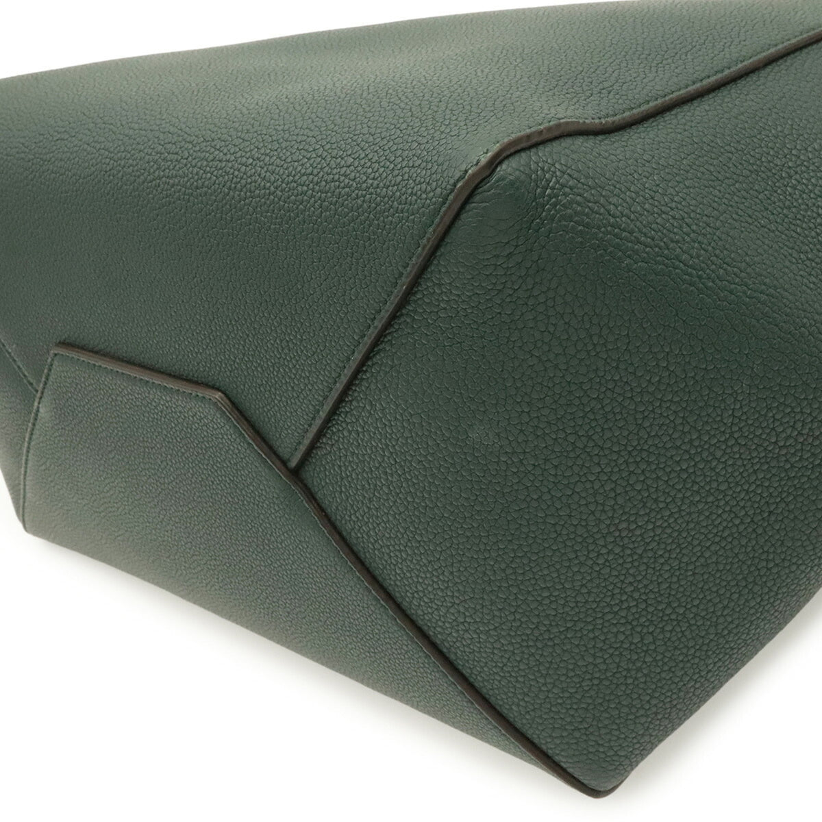 Celine Cabas Dark Green Leather Shoulder Bag Tote Bag (Pre-Owned)