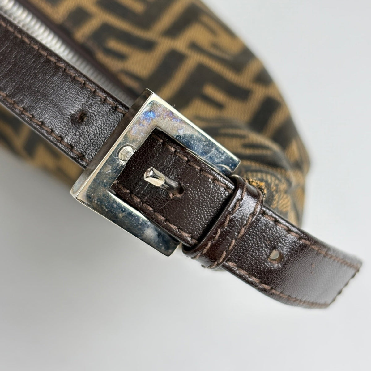Fendi Brown Canvas Leather Shoulder Bag (Pre-Owned)