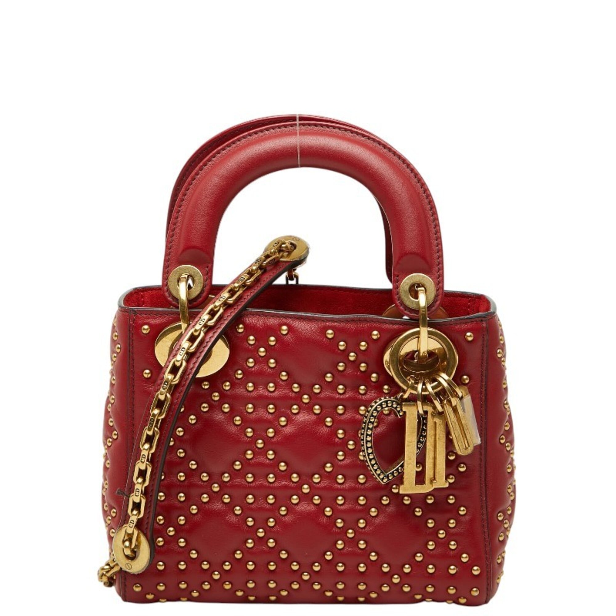 Christian Dior Red Color Leather Handbag Shoulder Bag (Pre-Owned)