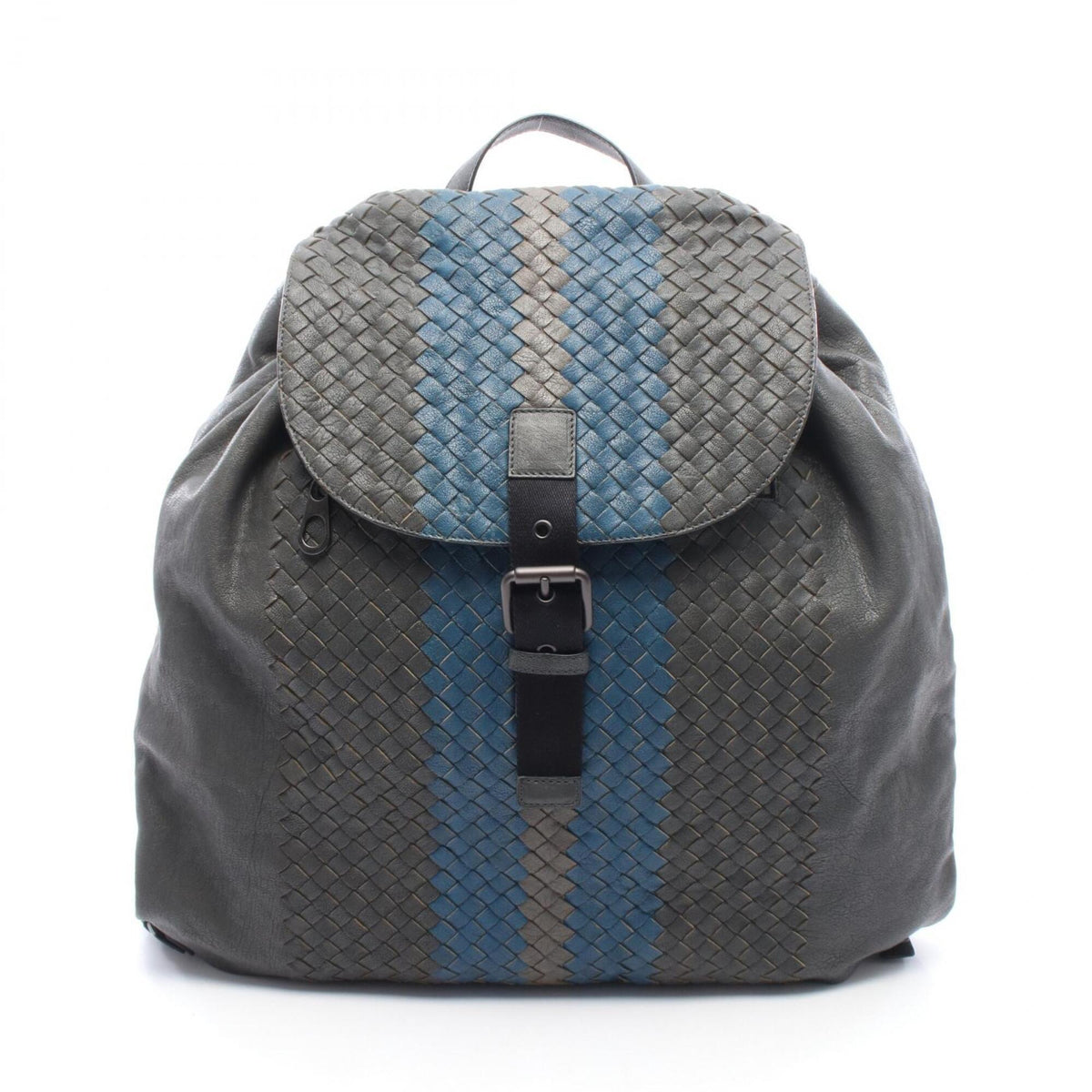 Bottega Veneta Blue Gray Intrecciato Backpack (Pre-Owned)