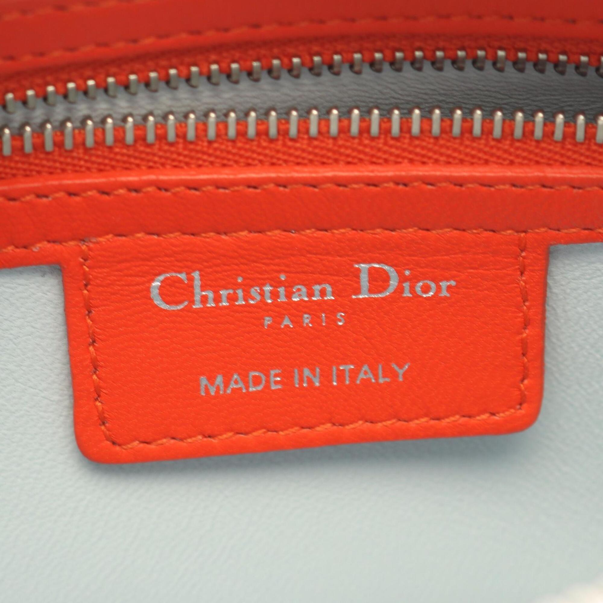Christian Dior Blue Orange Pink Leather Handbag (Pre-Owned)