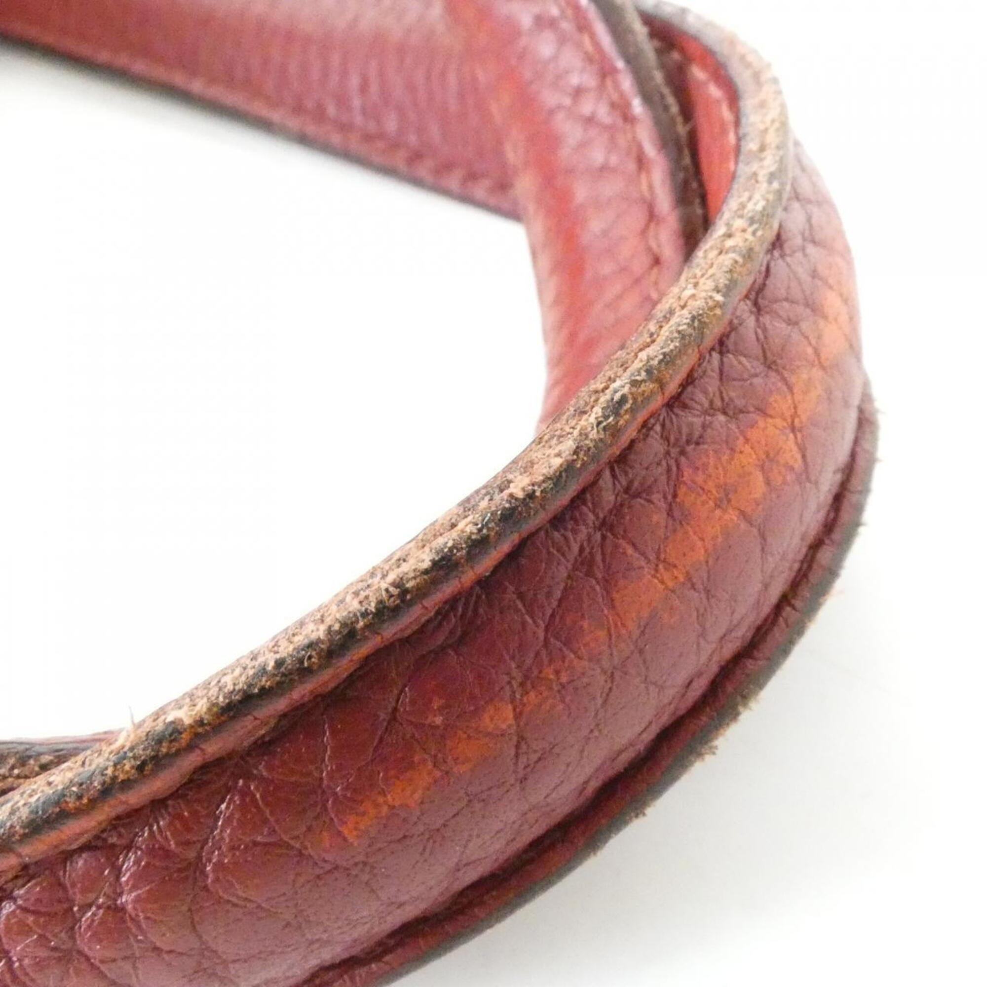 Hermes Rouge H Toile H Taurillon Clemence Leather Handbag (Pre-Owned)