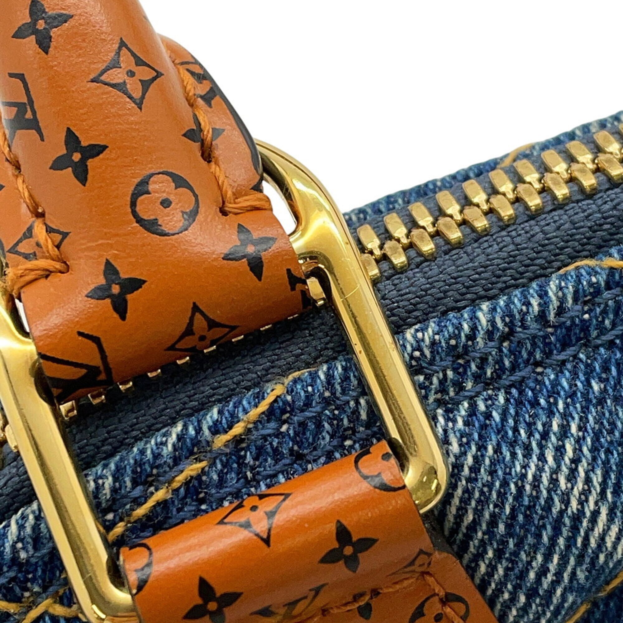 Louis Vuitton Blue Brown Denim Handbag (Pre-Owned)