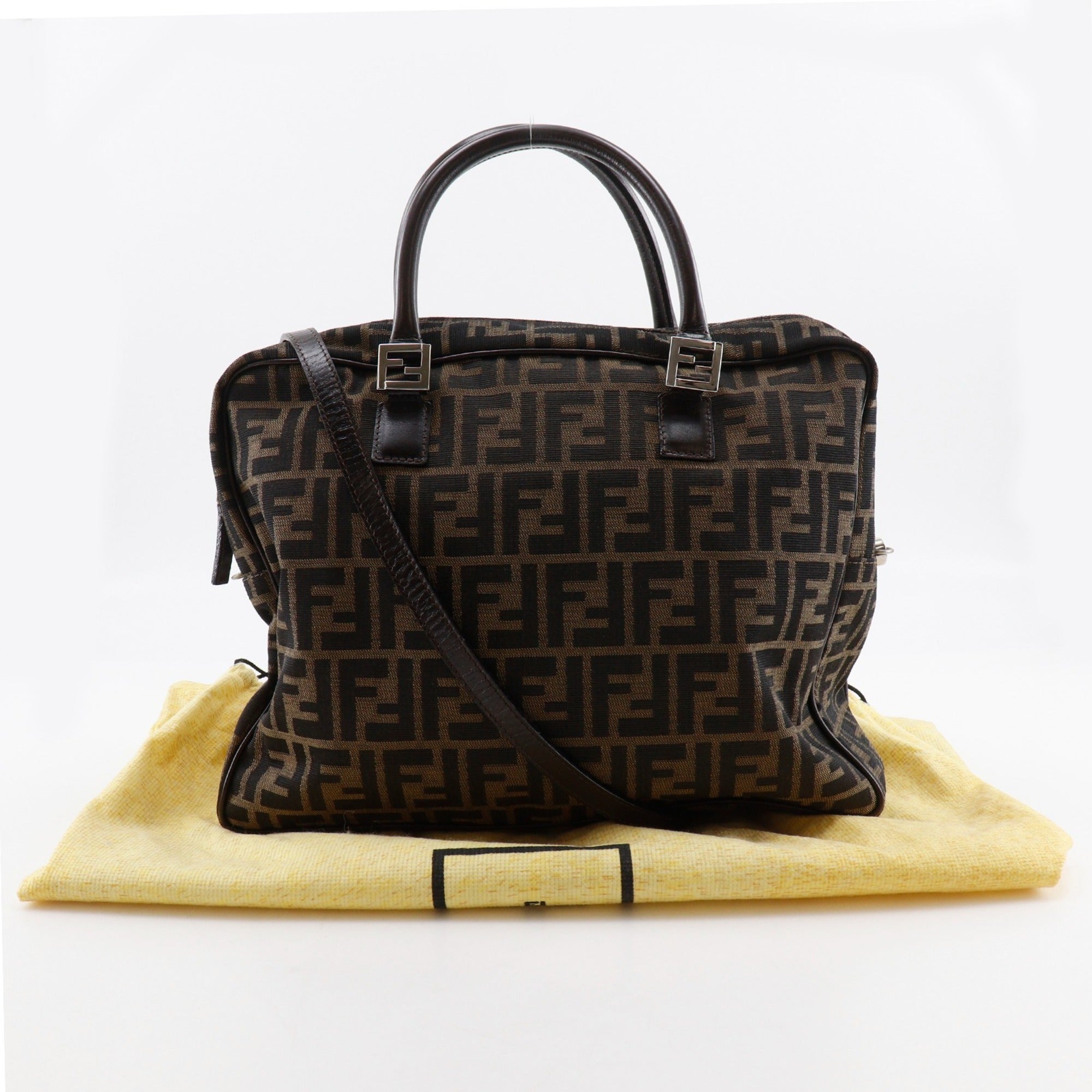 Fendi Zucca Brown Nylon Canvas Briefcase (Pre-Owned)