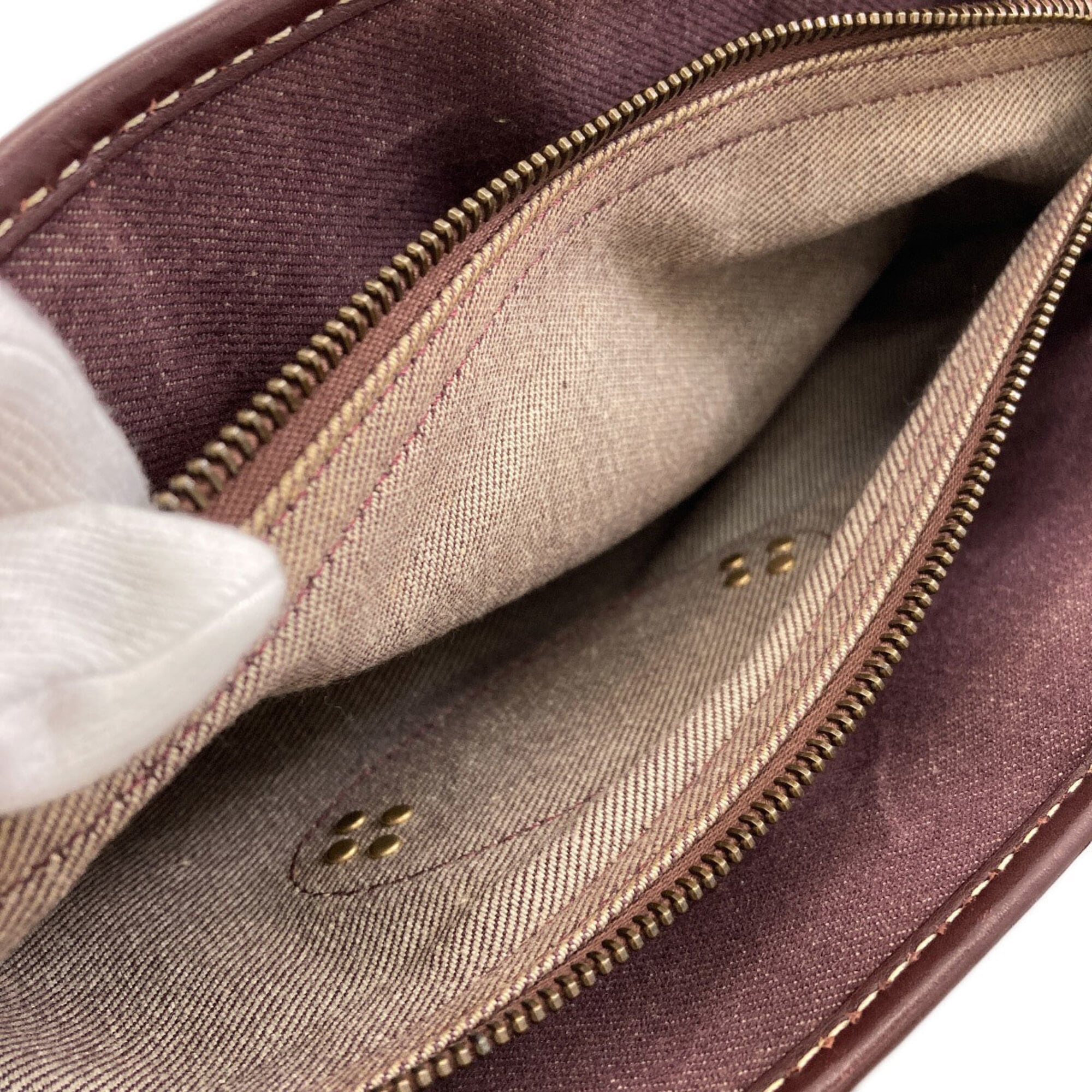 Celine Bordeaux Canvas Handbag (Pre-Owned)