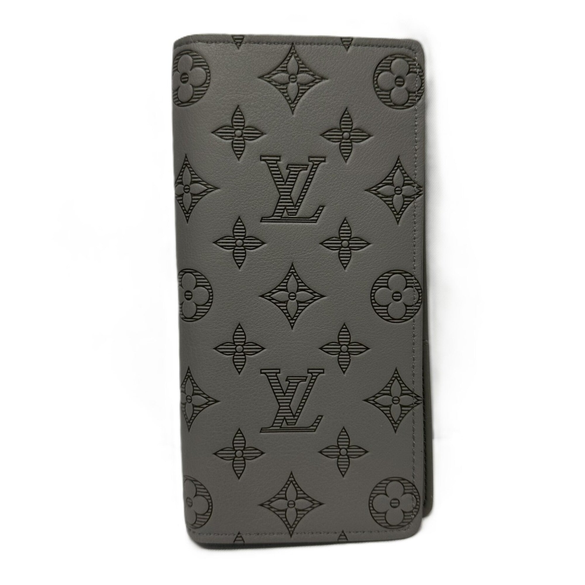 Louis Vuitton Monogram Shadow Gray Monogram Shadow Long Wallet (Bi-Fold) (Pre-Owned)