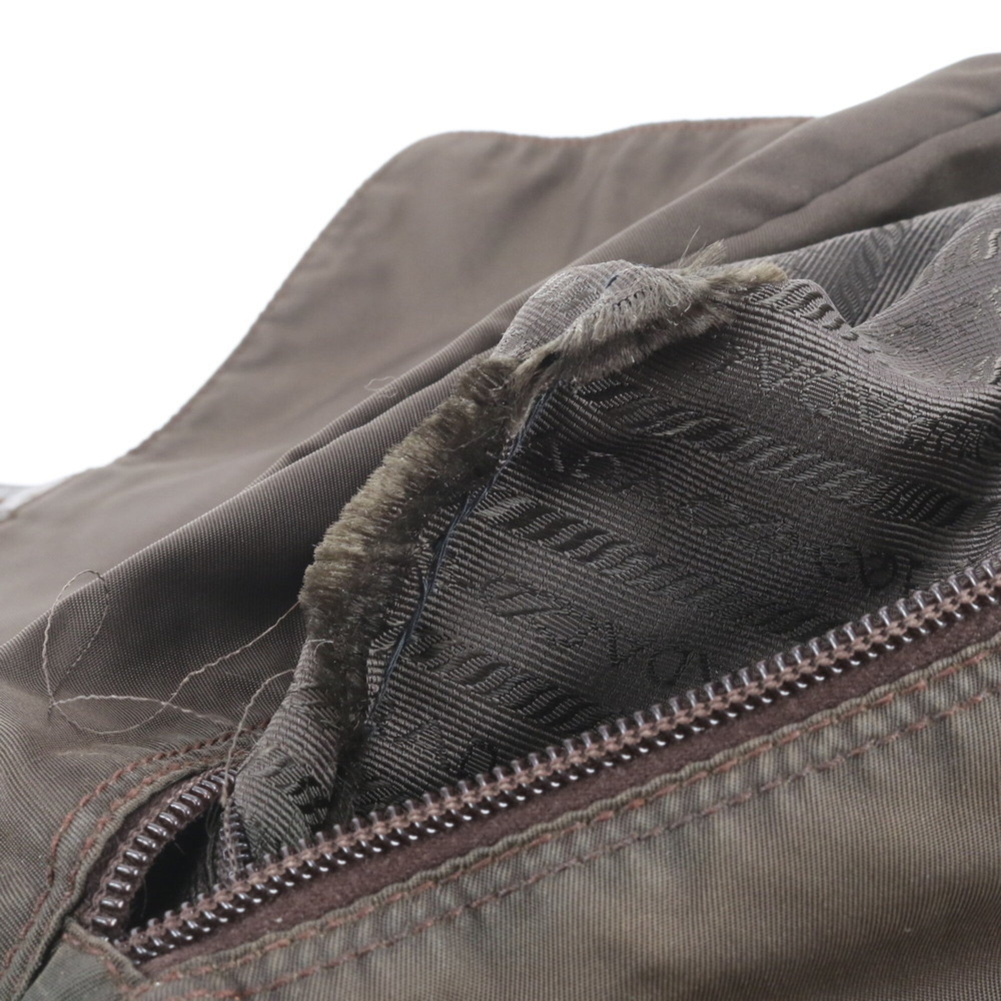 Prada Brown Green Khaki Nylon Leather Messenger Bag Shoulder Bag (Pre-Owned)