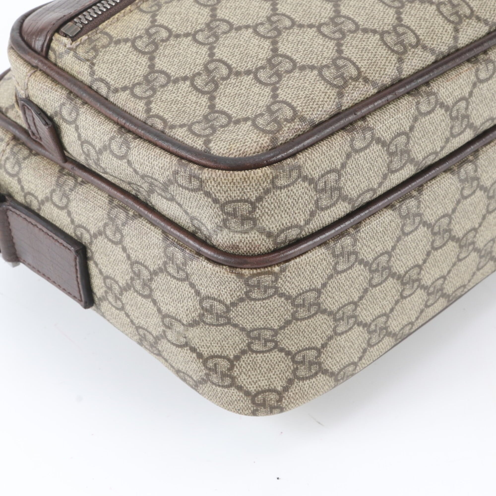 Gucci Beige Dark Brown Leather Coated Canvas Shoulder Bag Tote Bag (Pre-Owned)
